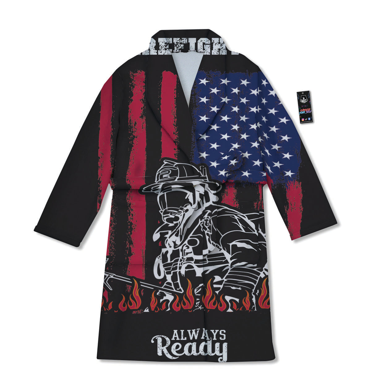 Firefighter Emblem American Print Bathrobe-grizzshop