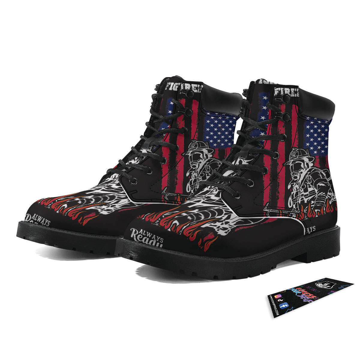 Firefighter Emblem American Print Boots-grizzshop