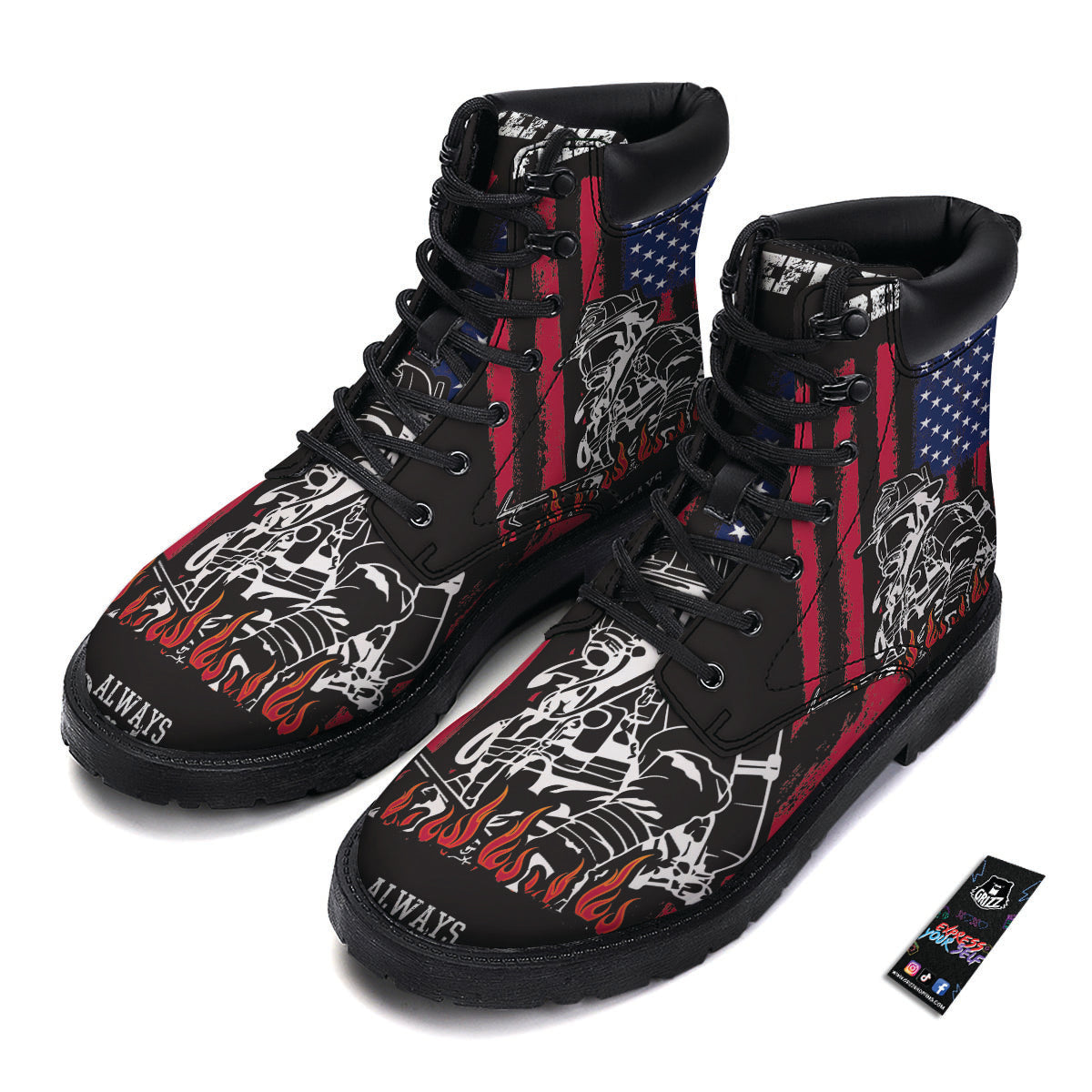 Firefighter Emblem American Print Boots-grizzshop