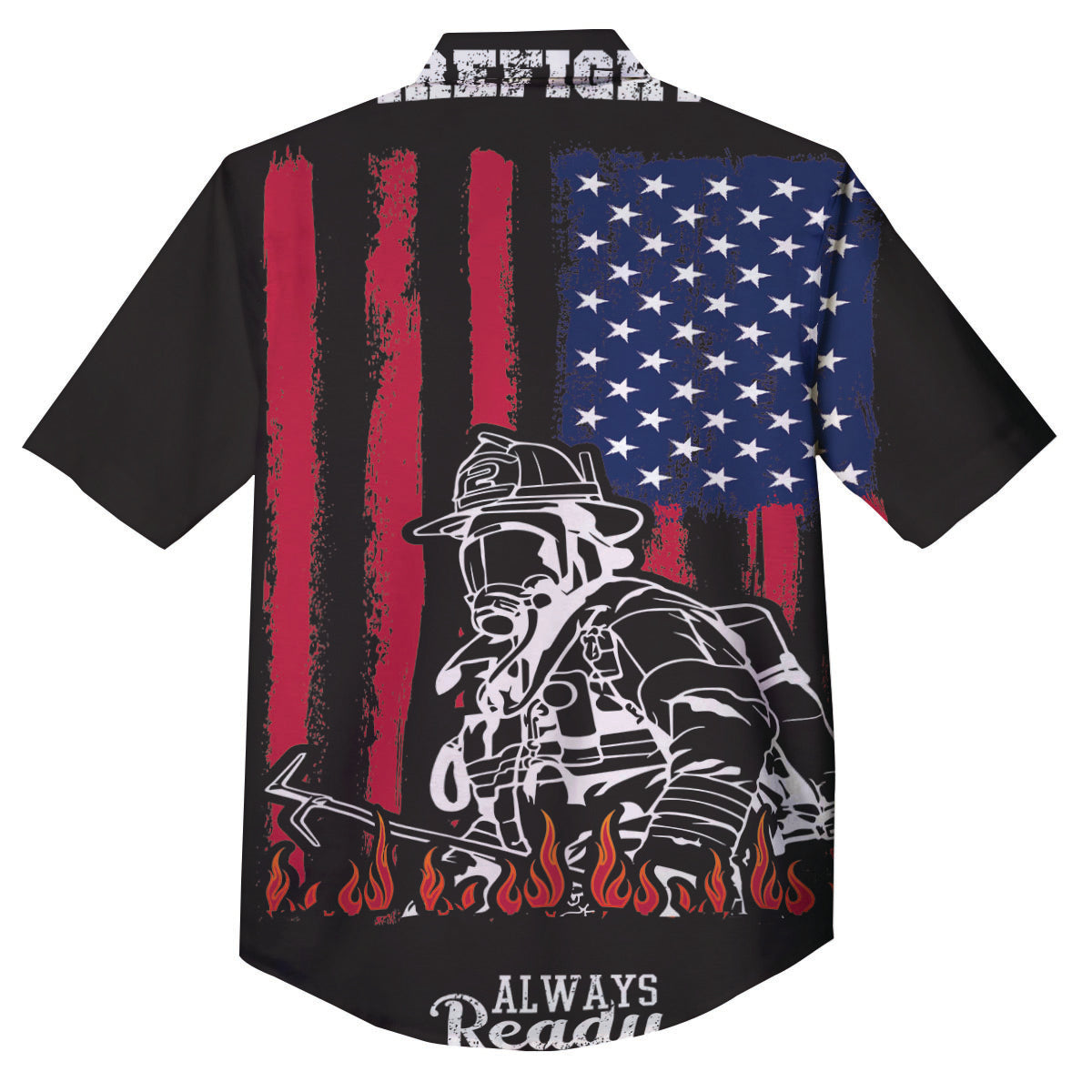 Firefighter Emblem American Print Button Up Shirt-grizzshop