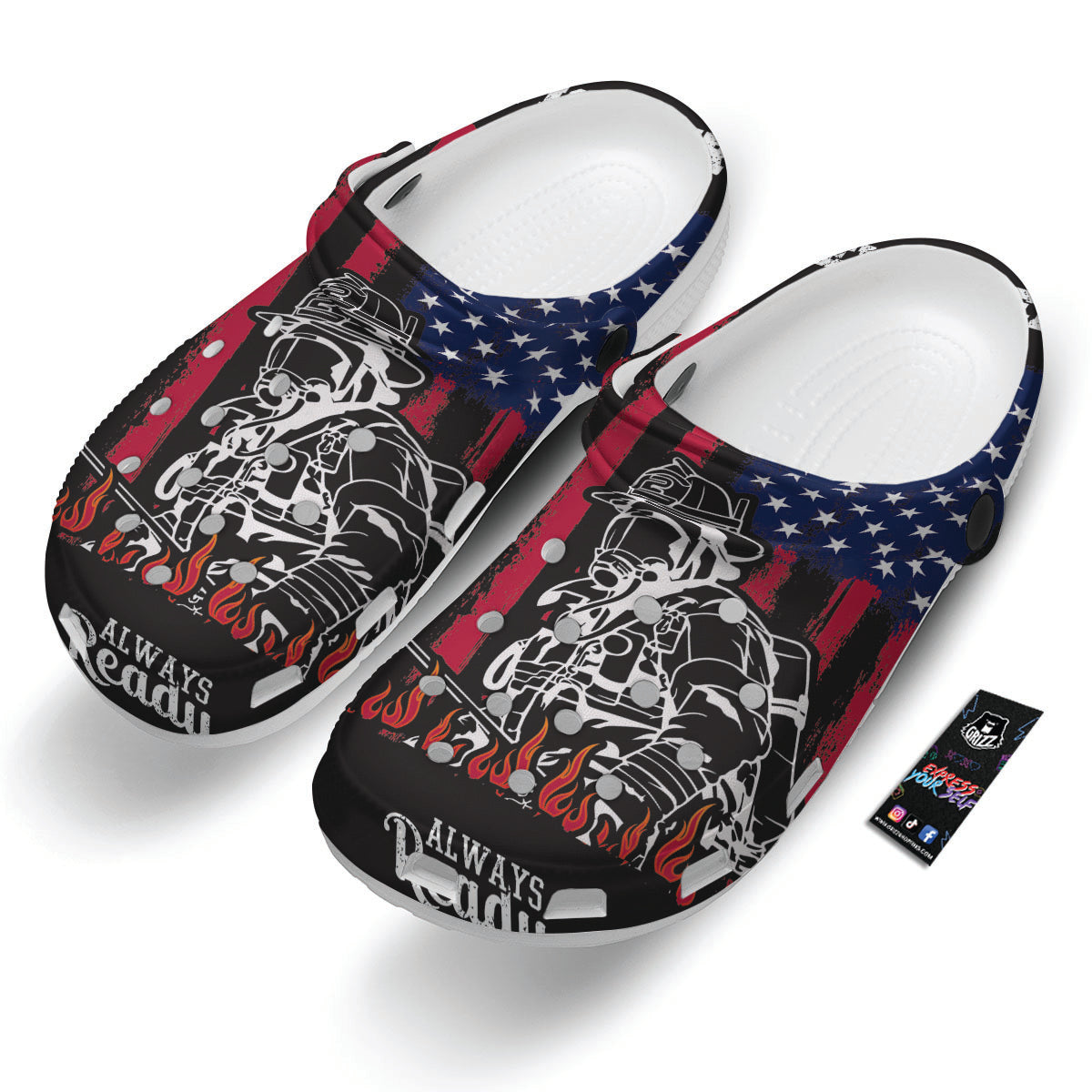 Firefighter Emblem American Print Clog-grizzshop
