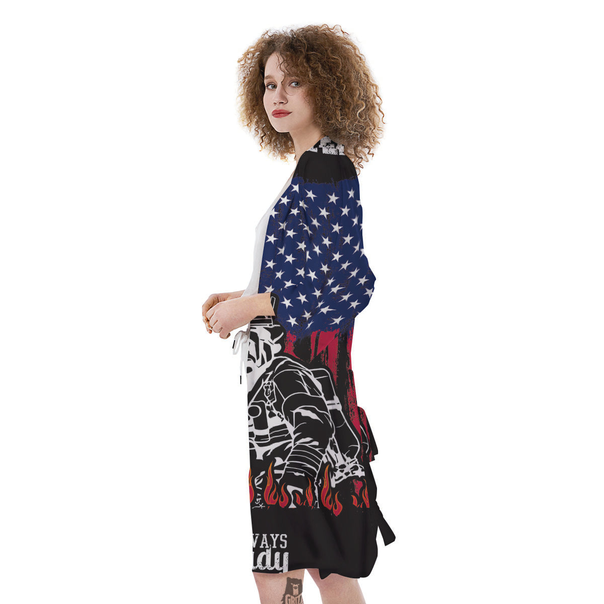 Firefighter Emblem American Print Kimono-grizzshop