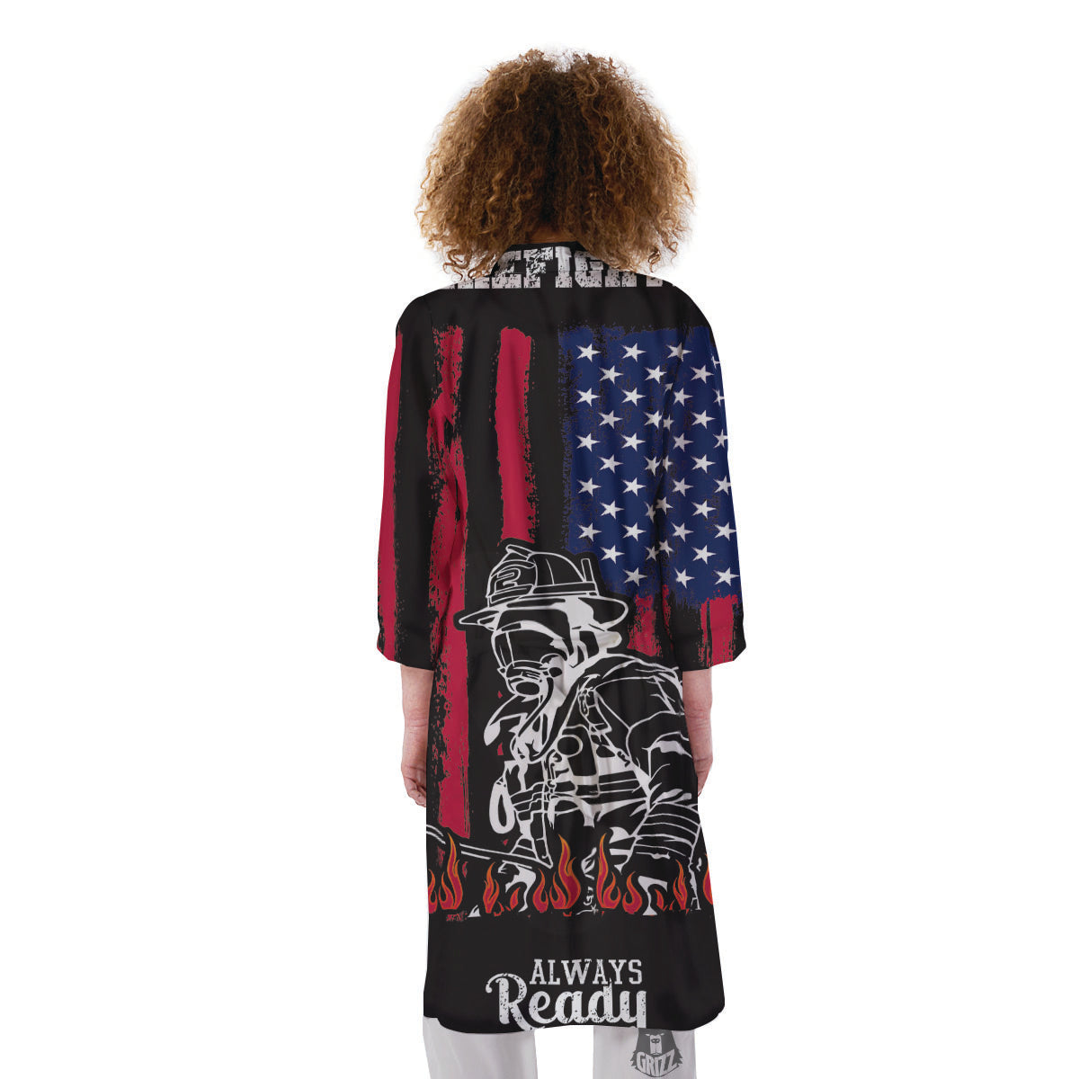 Firefighter Emblem American Print Kimono-grizzshop