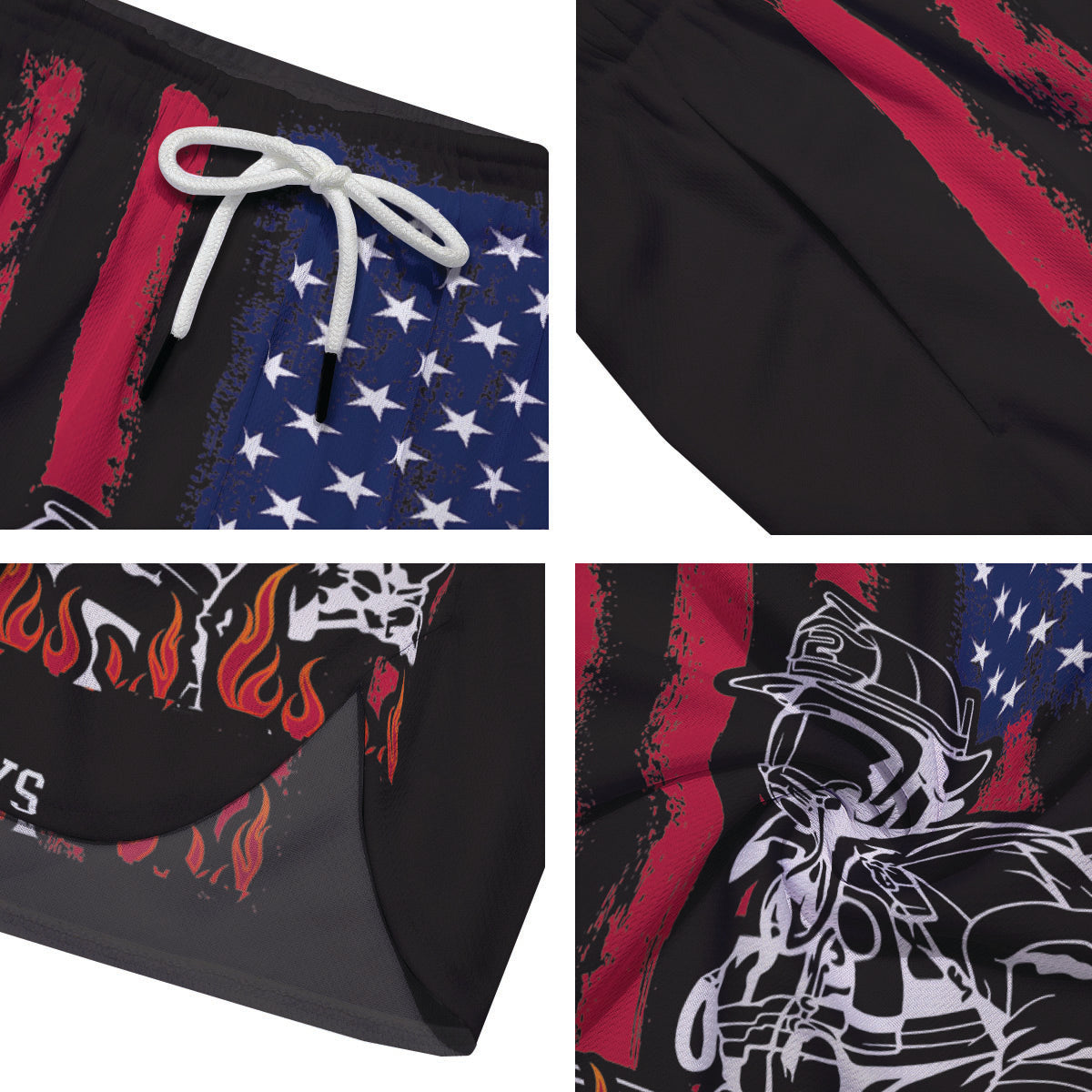 Firefighter Emblem American Print Men's Running Shorts-grizzshop