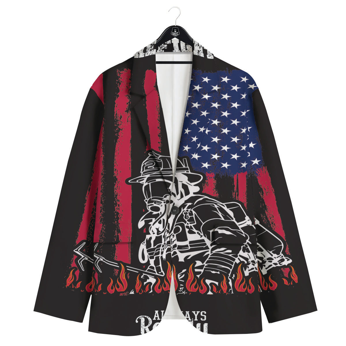 Firefighter Emblem American Print Men's Sport Coat-grizzshop