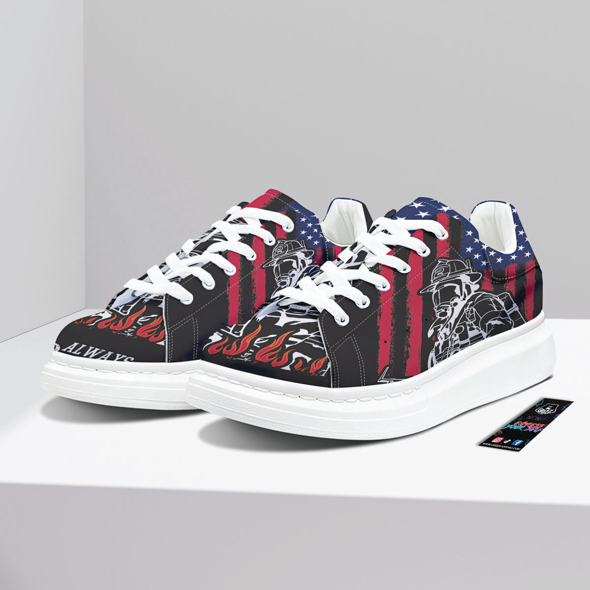 Firefighter Emblem American Print Platform Shoes-grizzshop