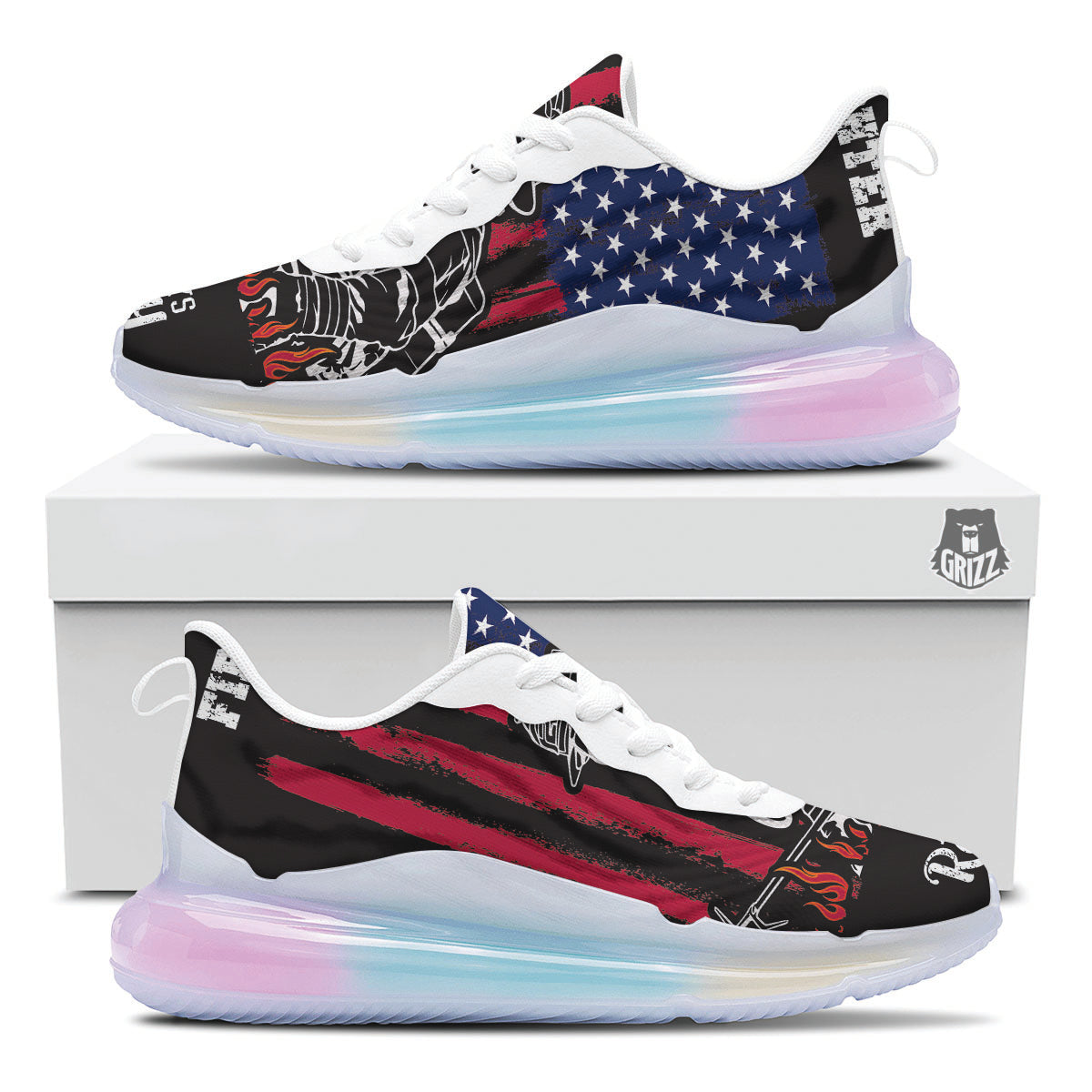 Firefighter Emblem American Print Running Sneakers-grizzshop