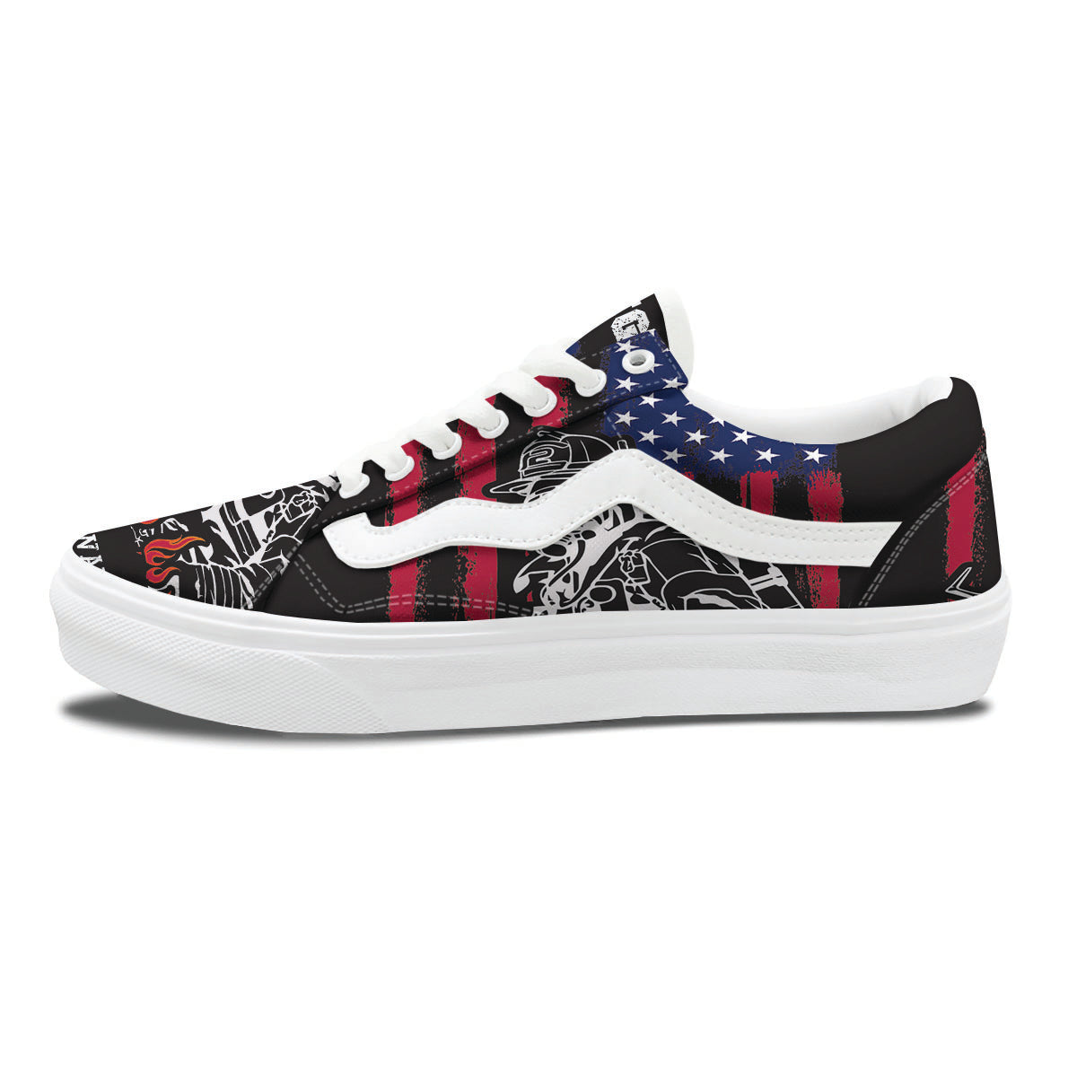 Firefighter Emblem American Print Skate Shoes-grizzshop