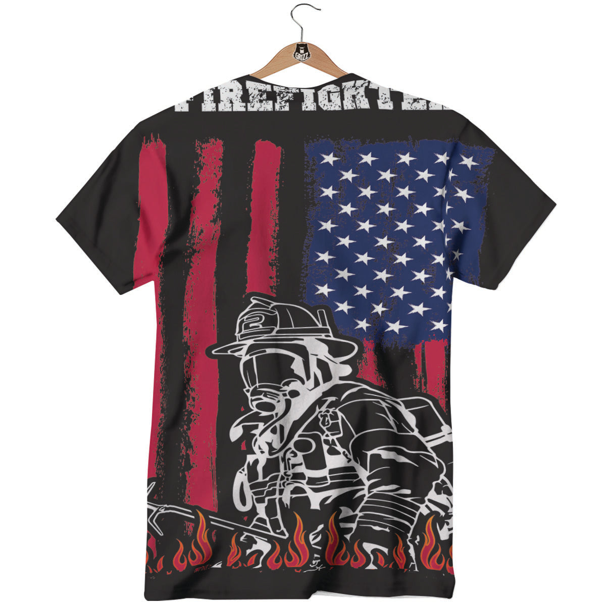 Firefighter Emblem American Print T-Shirt-grizzshop