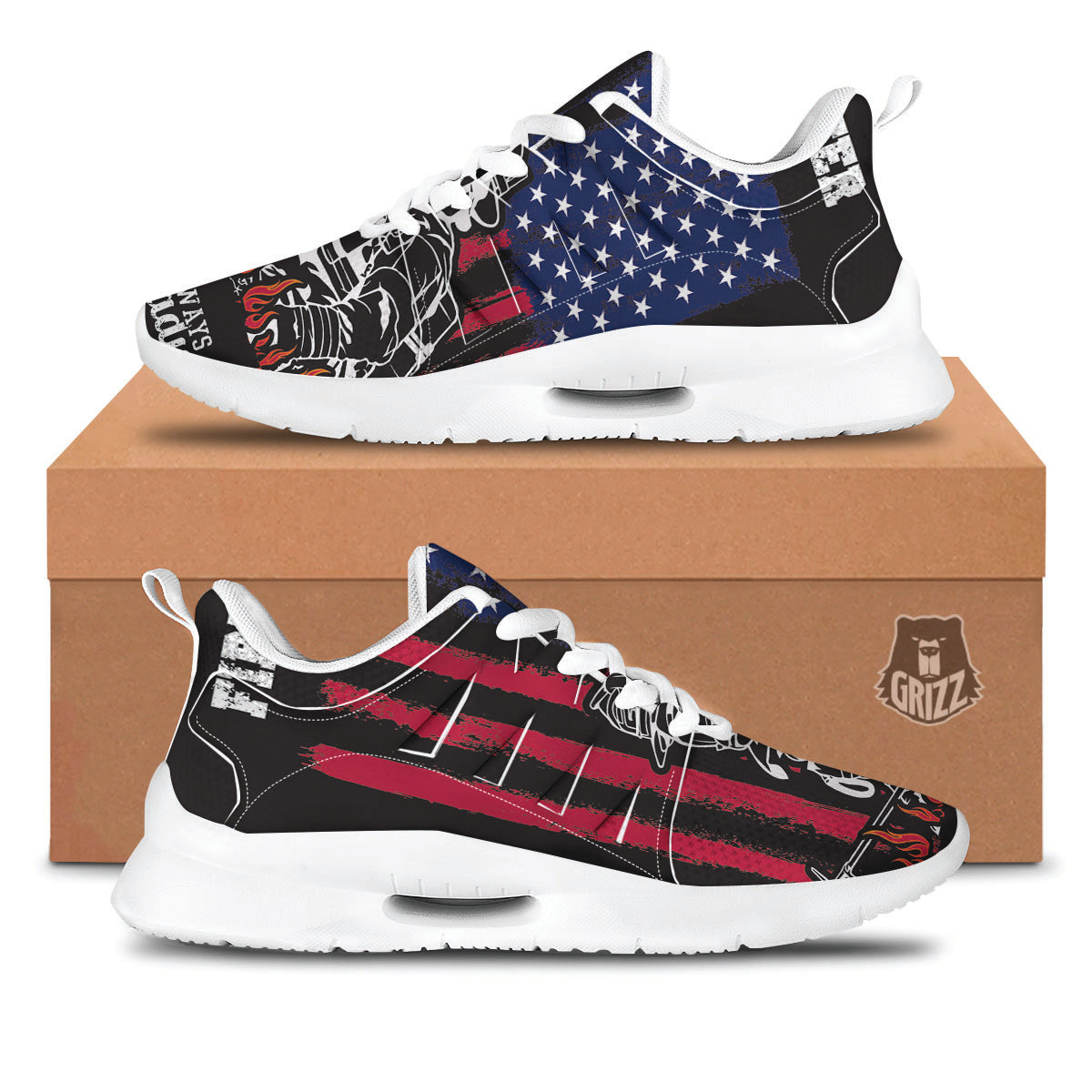 Firefighter Emblem American Print Tennis Shoes-grizzshop