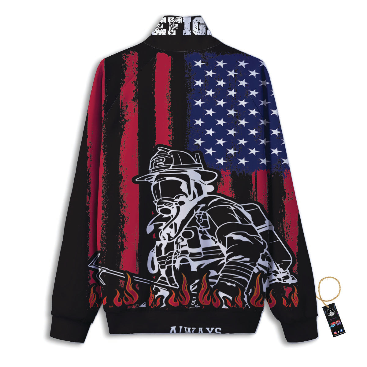 Firefighter Emblem American Print Track Jacket-grizzshop