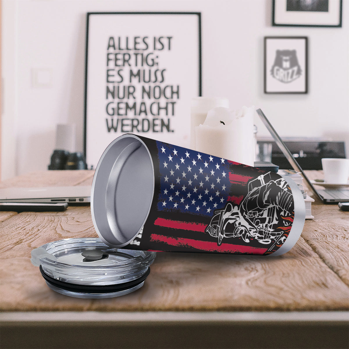 Firefighter Emblem American Print Tumbler-grizzshop