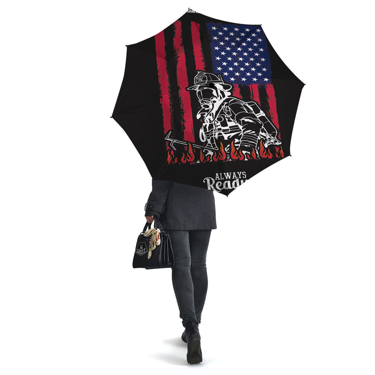 Firefighter Emblem American Print Umbrella-grizzshop