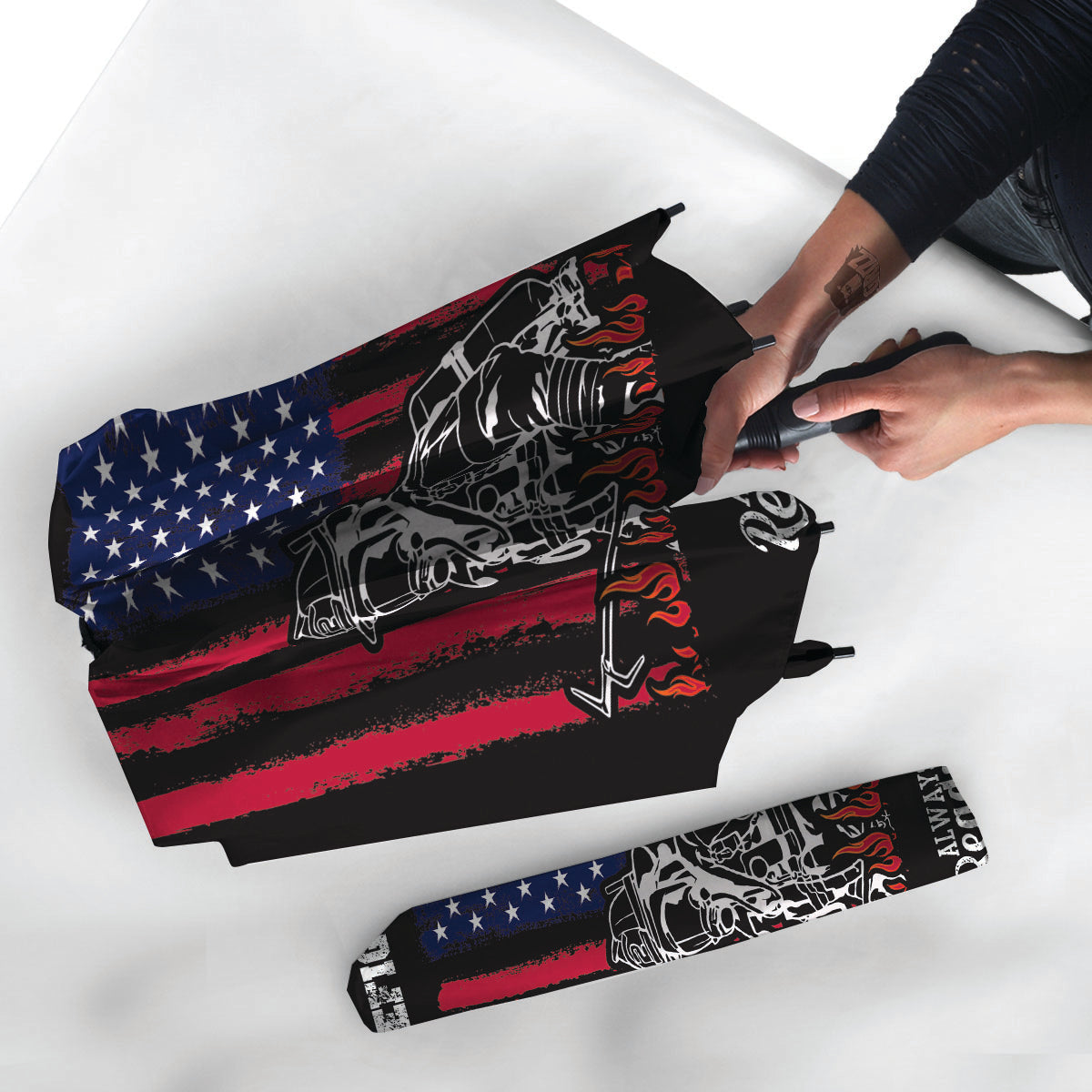Firefighter Emblem American Print Umbrella-grizzshop