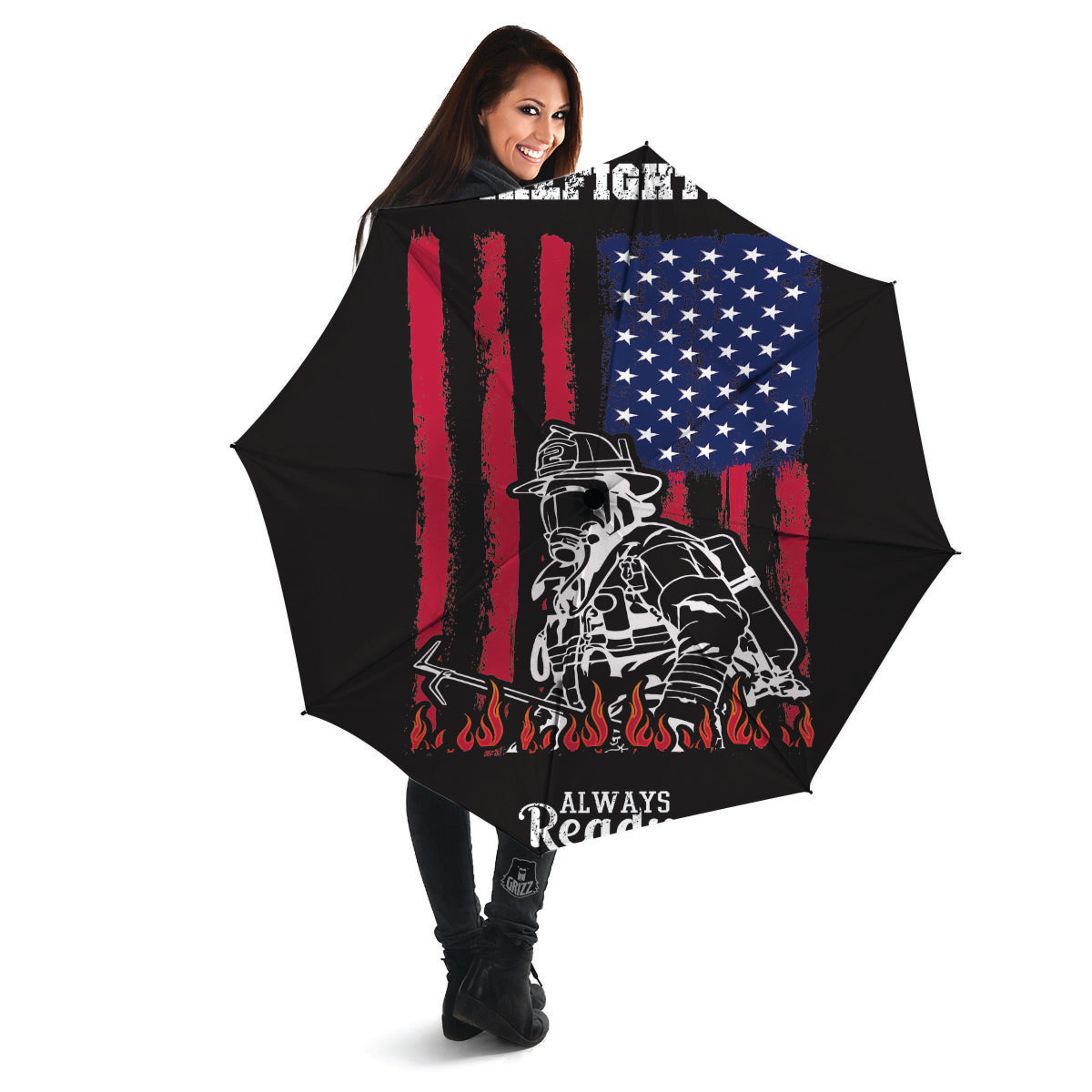 Firefighter Emblem American Print Umbrella-grizzshop