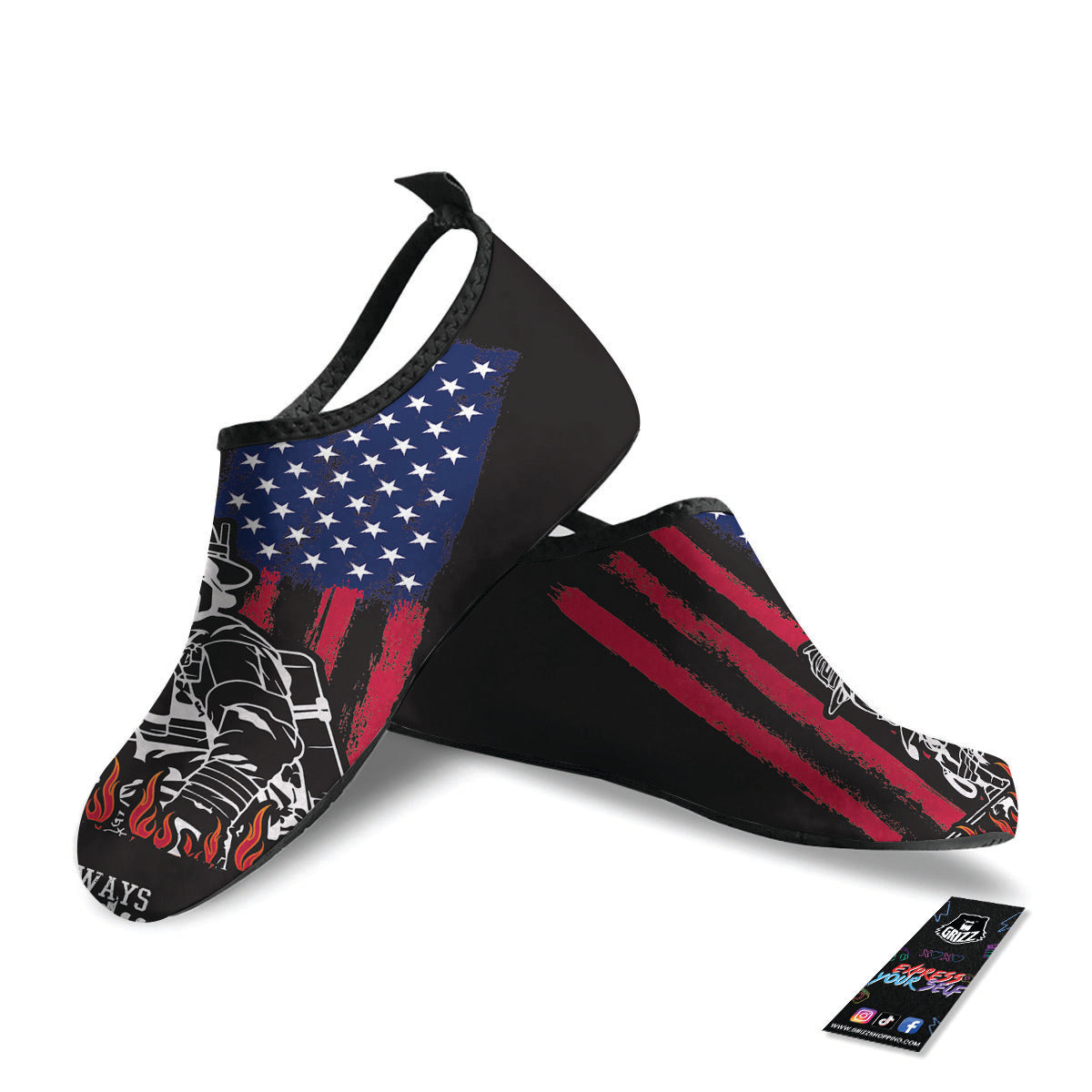 Firefighter Emblem American Print Water Shoes-grizzshop