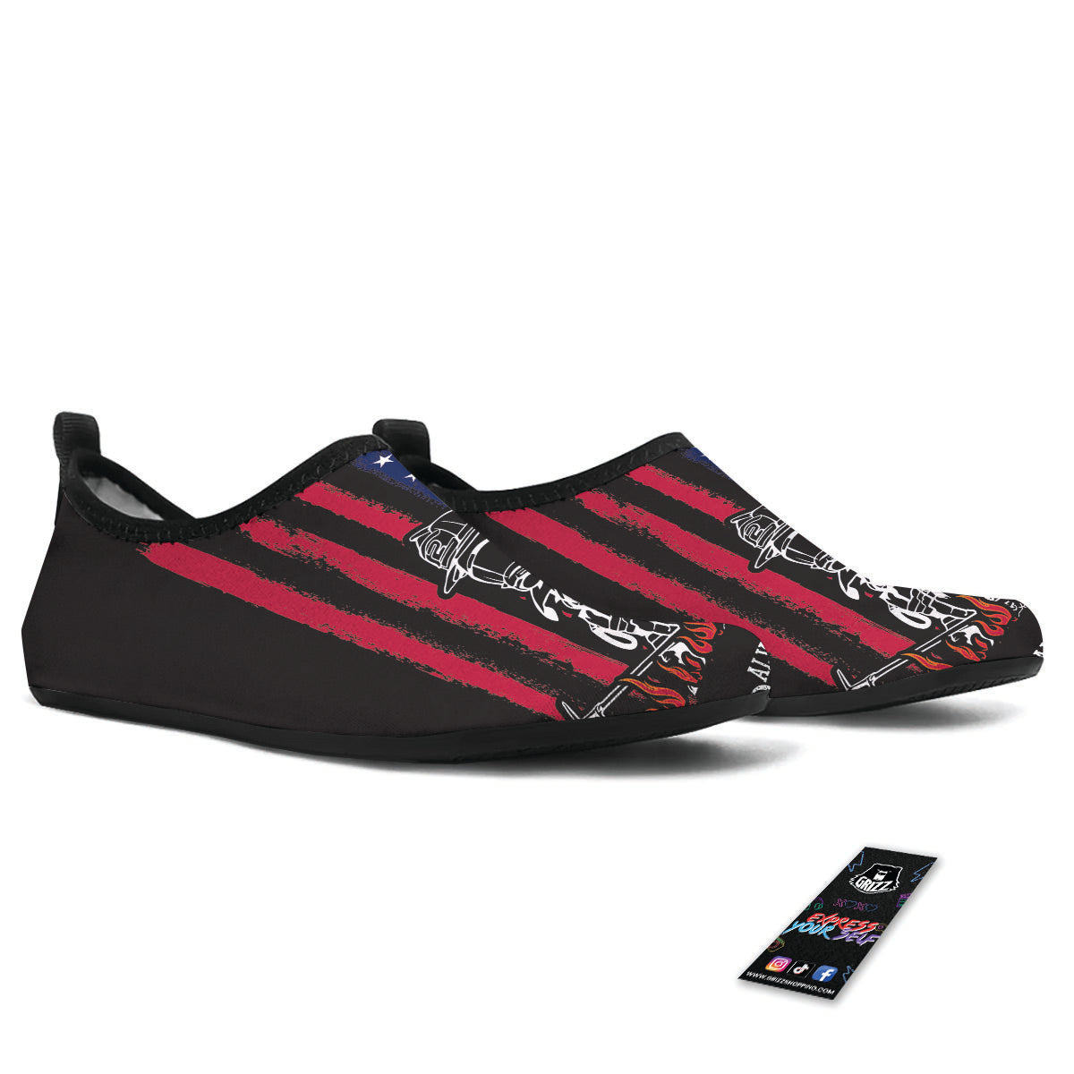 Firefighter Emblem American Print Water Shoes-grizzshop