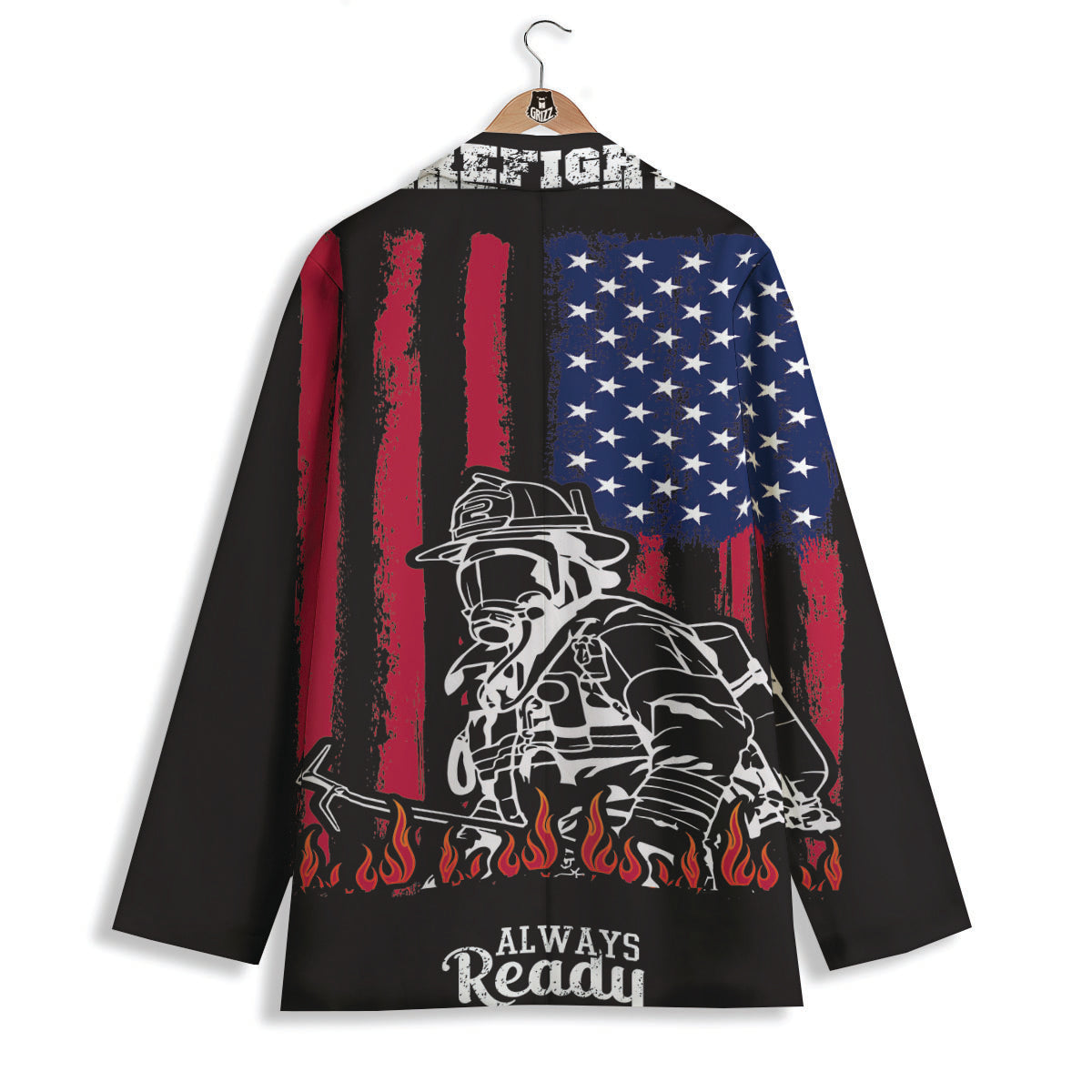 Firefighter Emblem American Print Women's Blazer-grizzshop