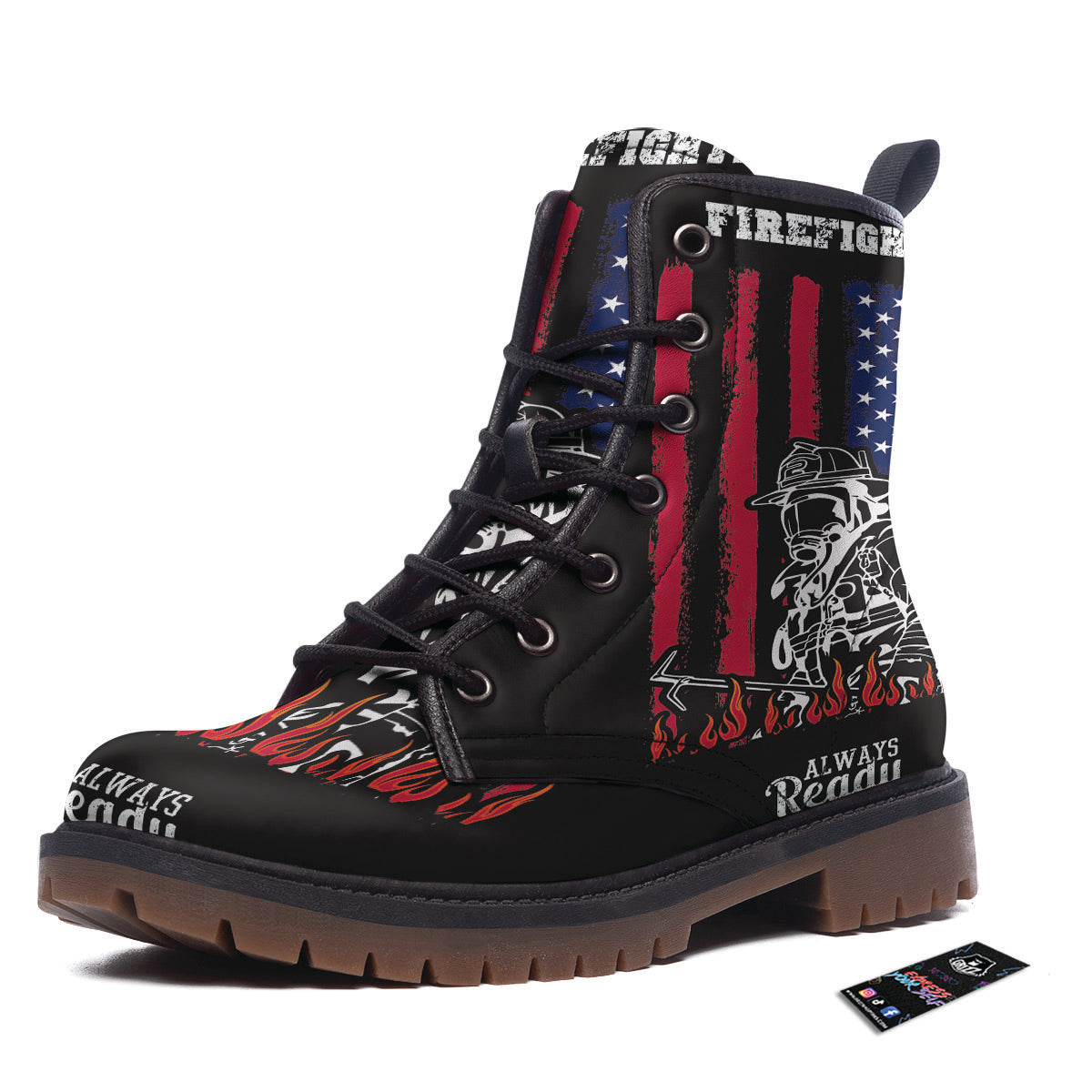 Firefighter Emblem American Print Work Boots-grizzshop
