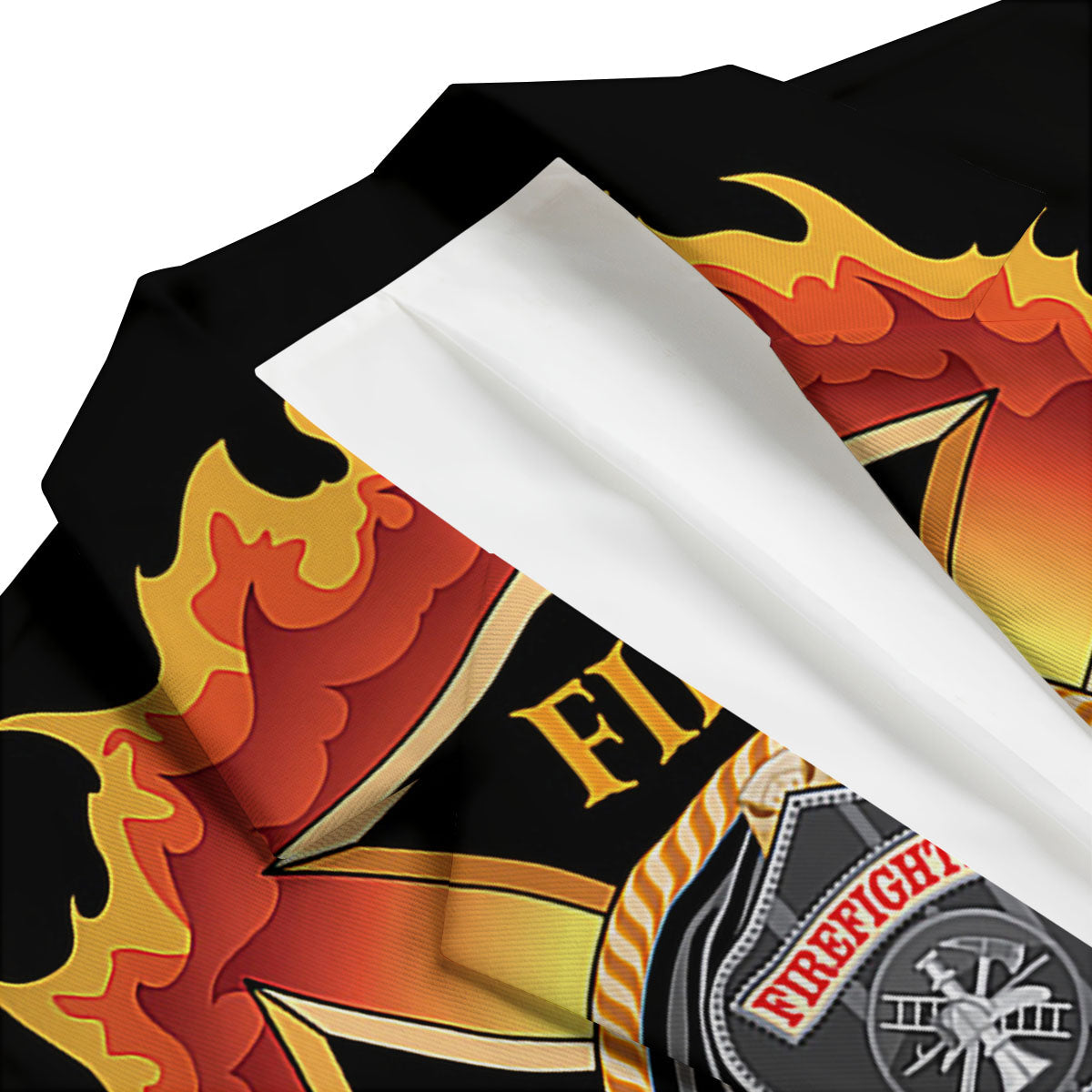 Firefighter Emblem Flaming Print Men's Blazer-grizzshop