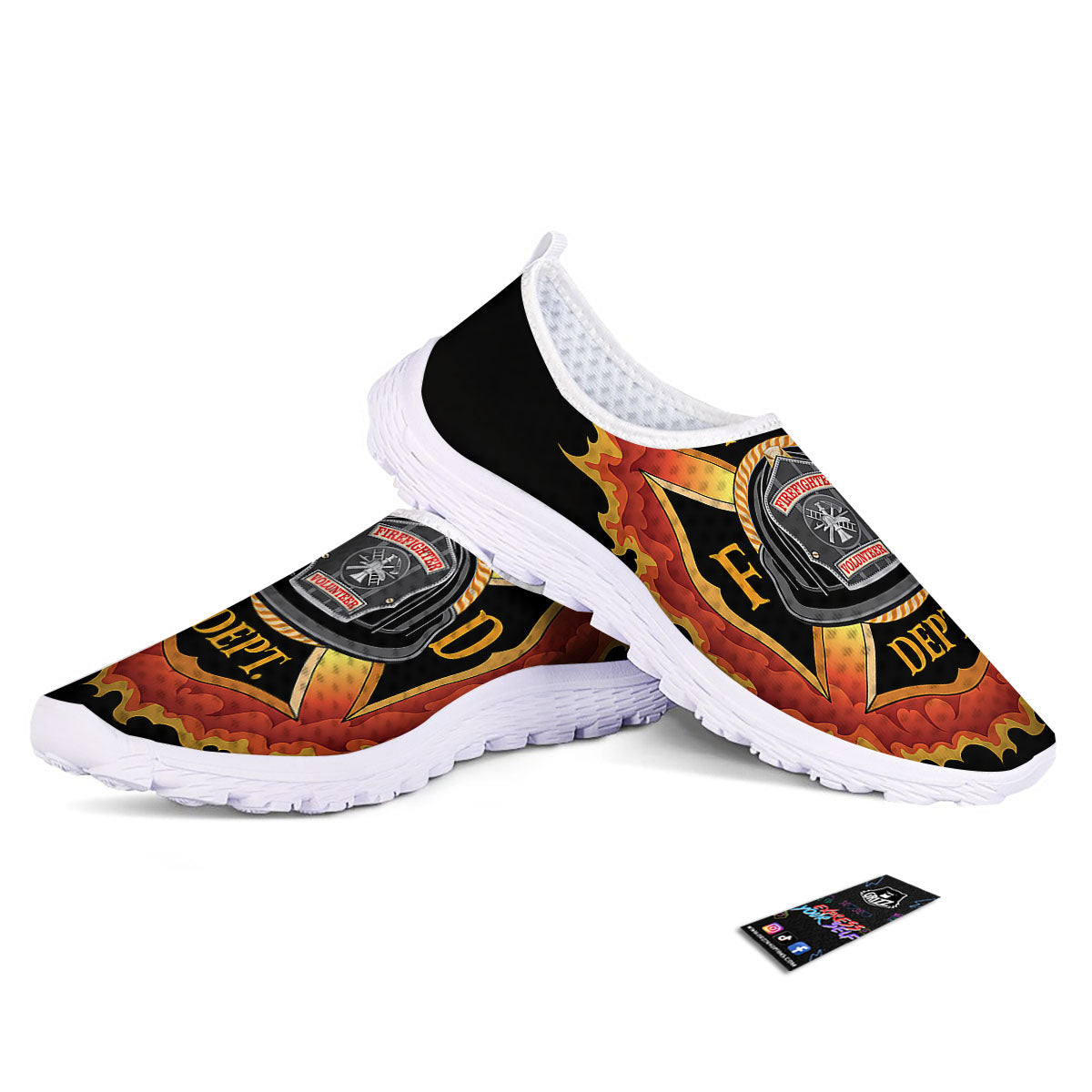 Firefighter Emblem Flaming Print Nurse Shoes-grizzshop