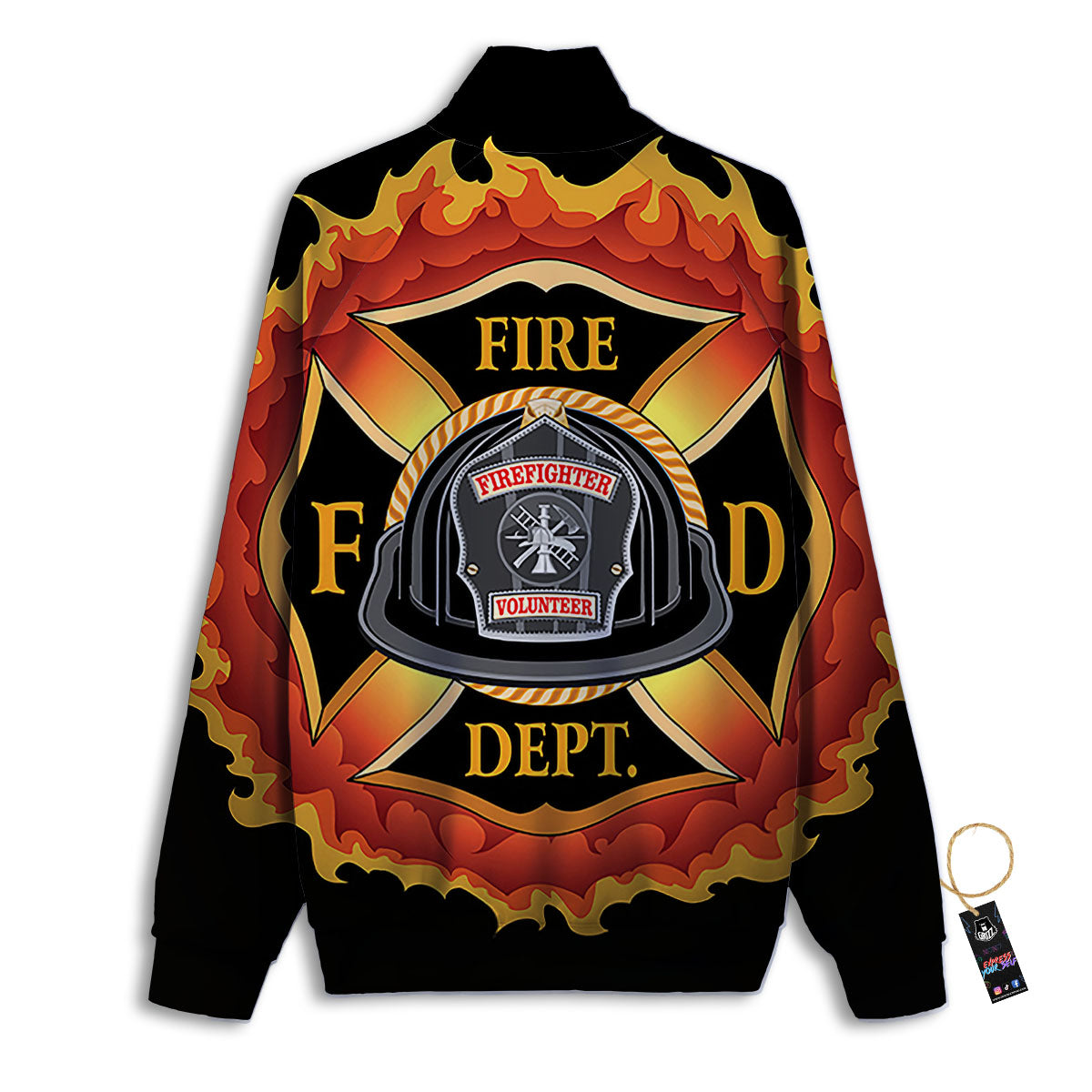 Firefighter Emblem Flaming Print Track Jacket-grizzshop