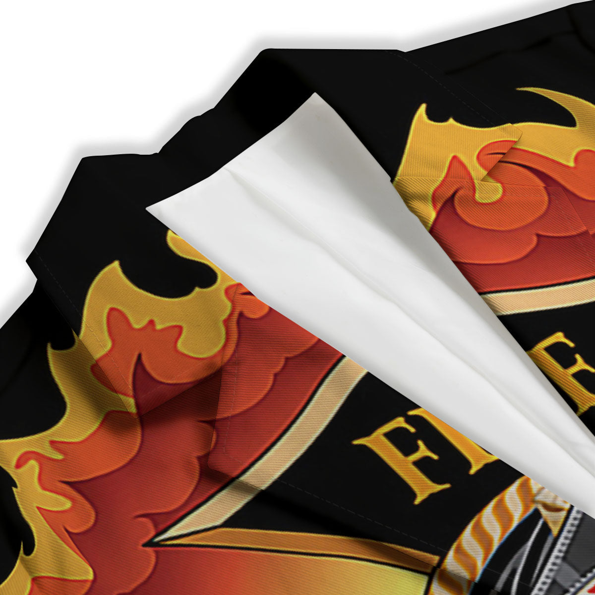 Firefighter Emblem Flaming Print Women's Blazer-grizzshop