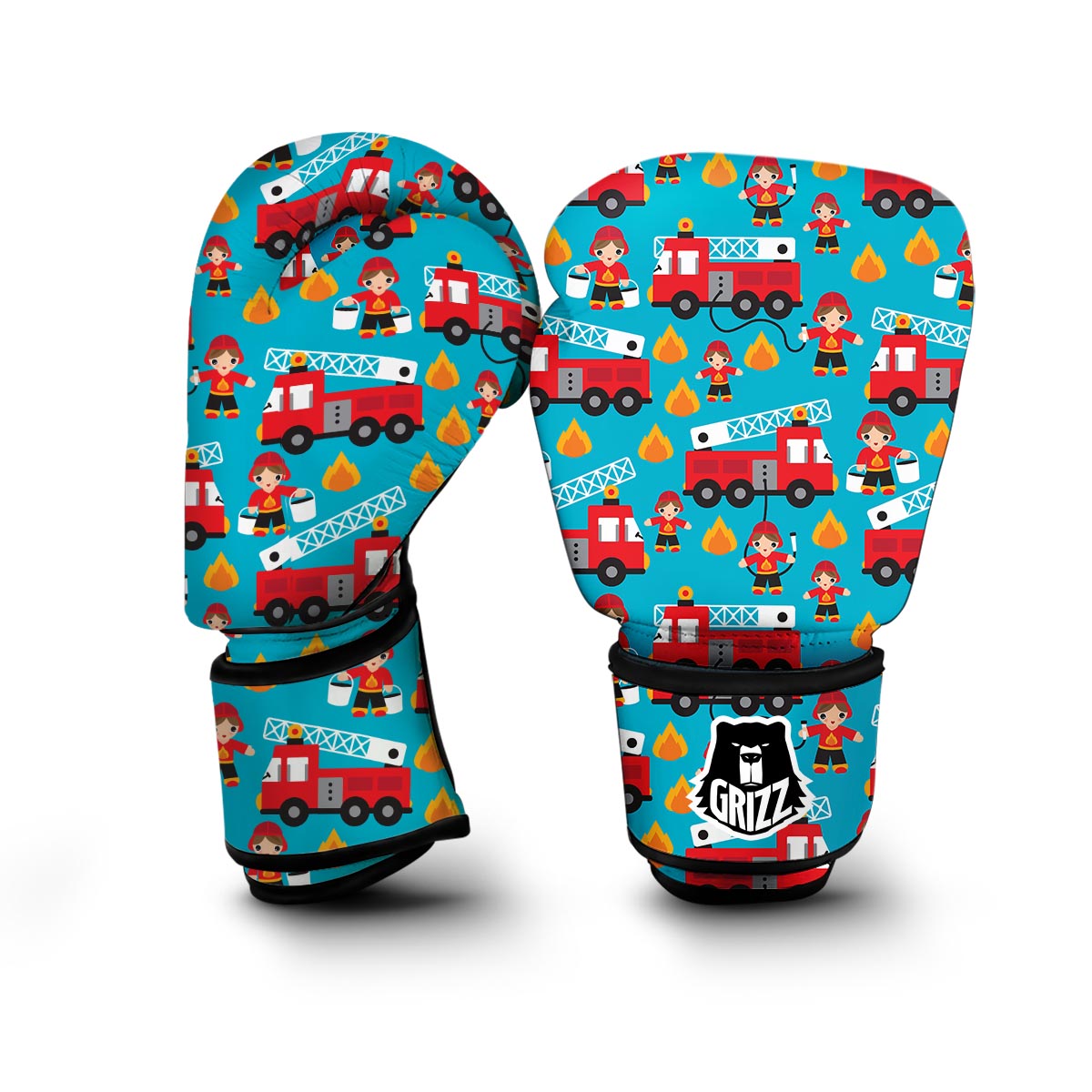 Firefighter Pattern Print Boxing Gloves-grizzshop