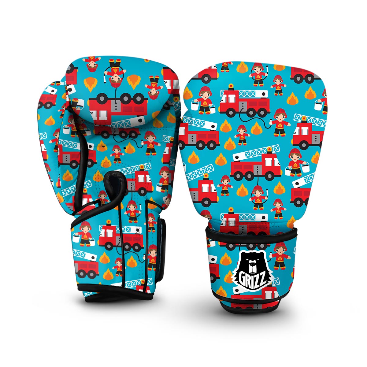 Firefighter Pattern Print Boxing Gloves-grizzshop