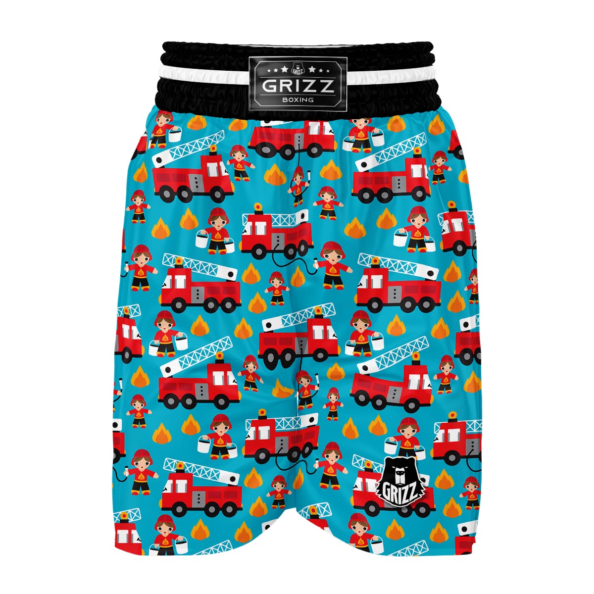 Firefighter Pattern Print Boxing Shorts-grizzshop