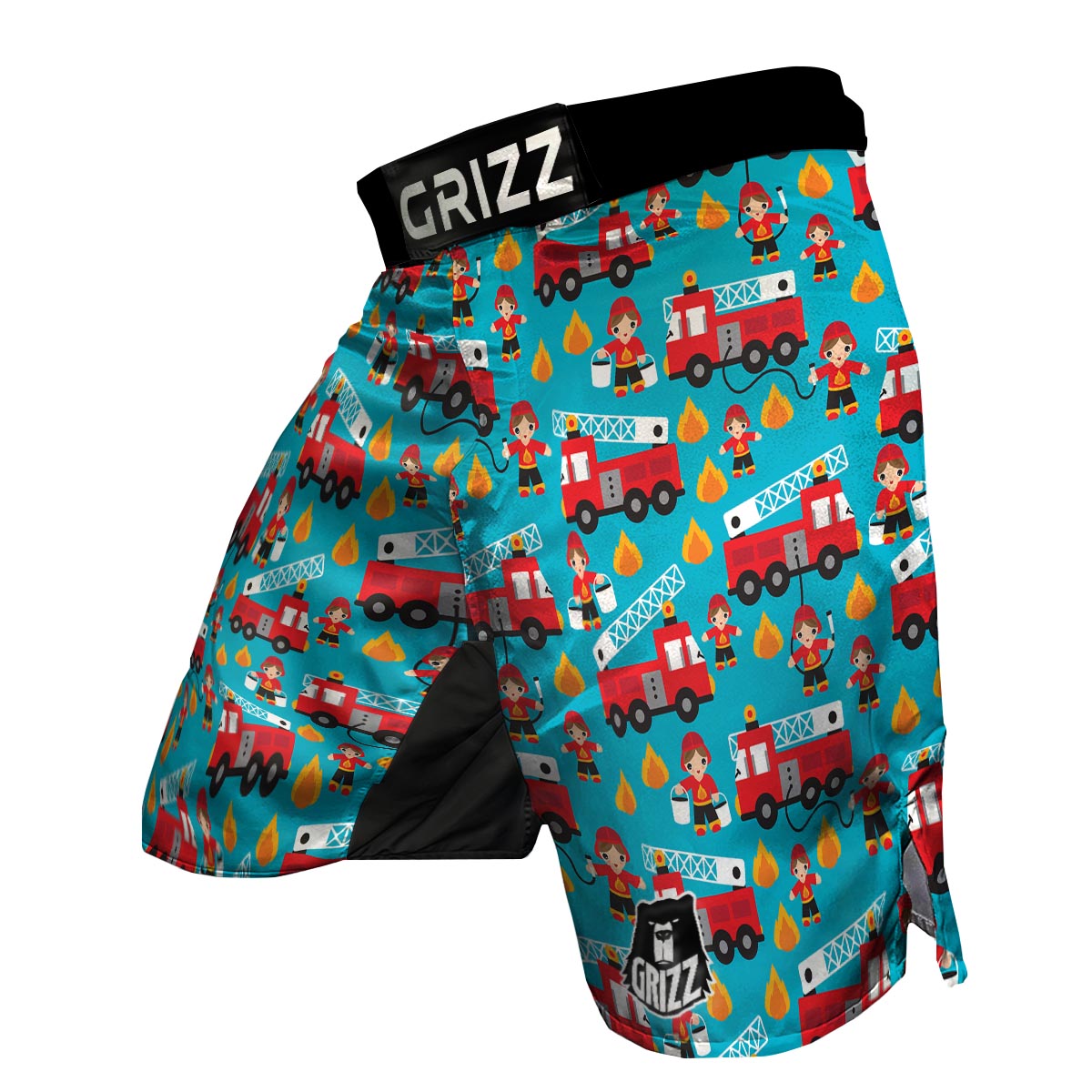 Firefighter Pattern Print MMA Shorts-grizzshop
