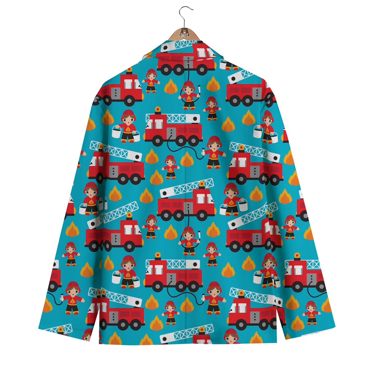 Firefighter Pattern Print Men's Blazer-grizzshop