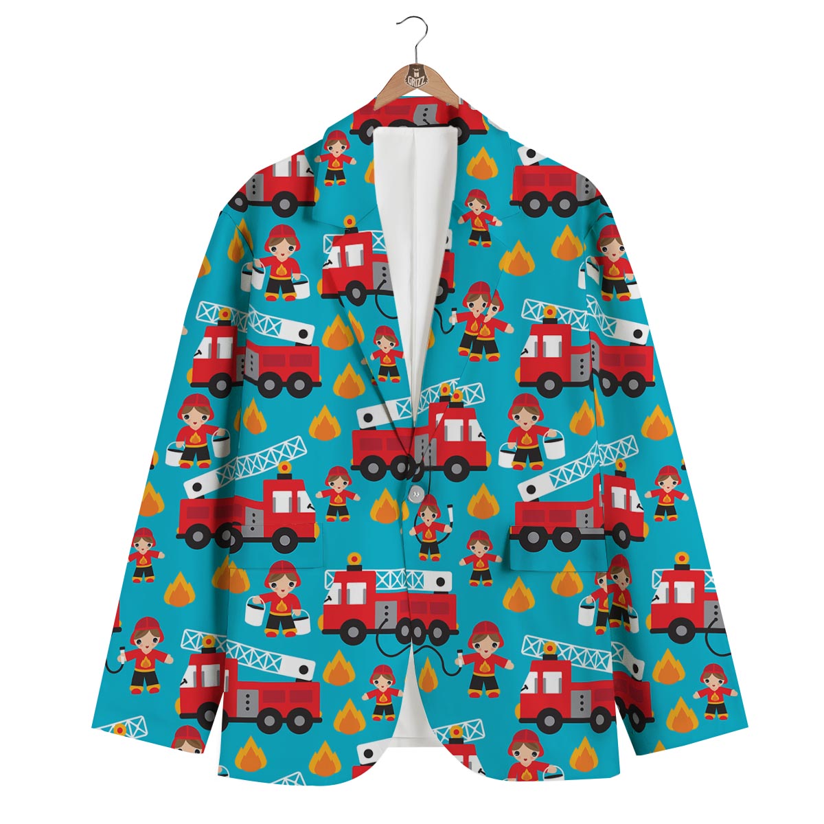 Firefighter Pattern Print Men's Blazer-grizzshop