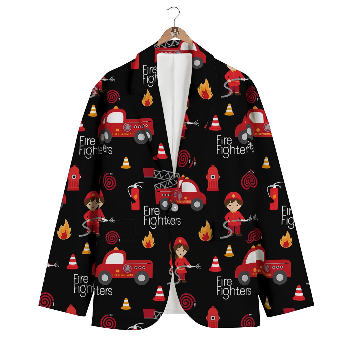 Firefighter Print Pattern Men's Blazer-grizzshop