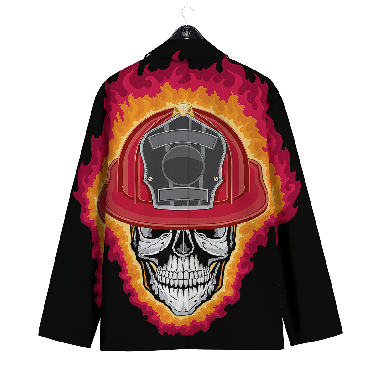 Firefighter Skull Flaming Print Men's Sport Coat-grizzshop
