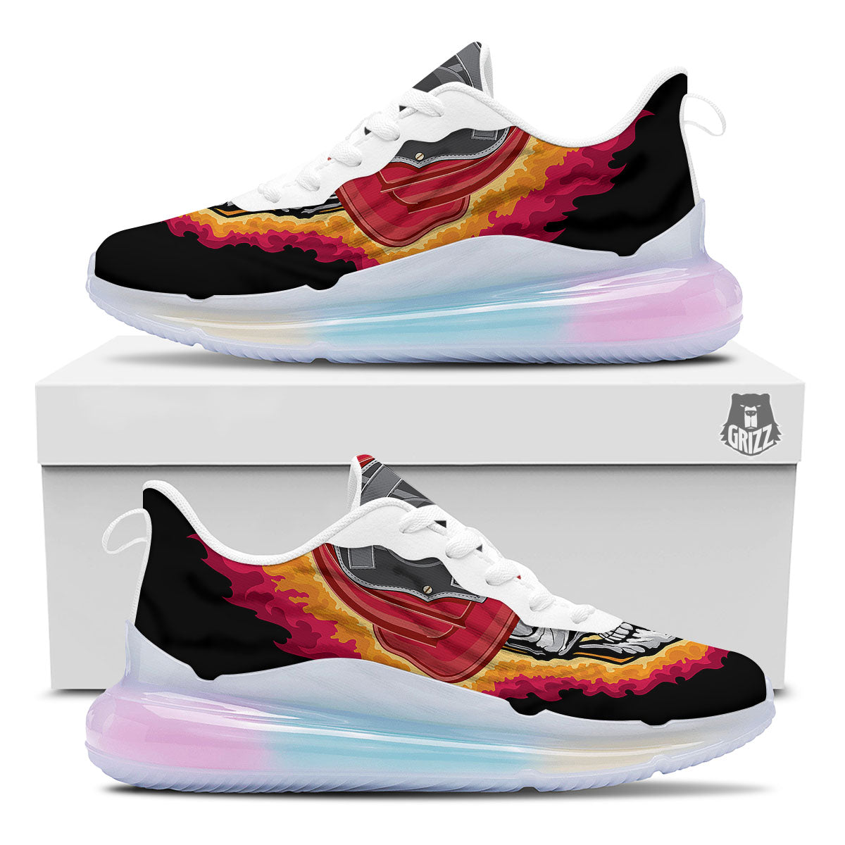 Firefighter Skull Flaming Print Running Sneakers-grizzshop