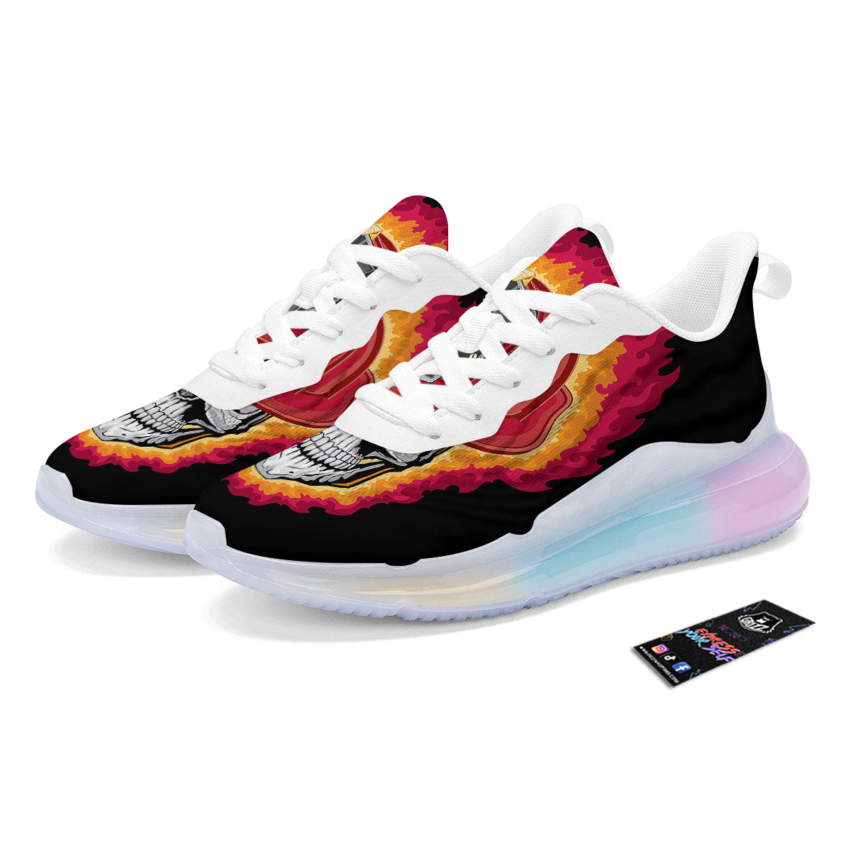 Firefighter Skull Flaming Print Running Sneakers-grizzshop