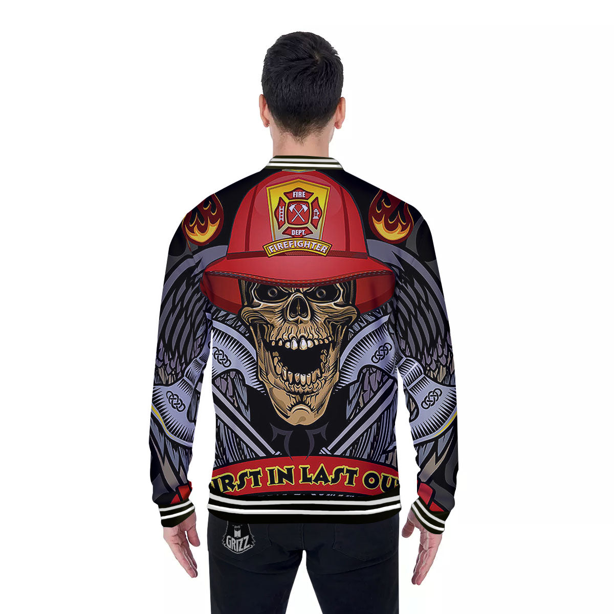 Firefighter Volunteer Print Baseball Jacket-grizzshop