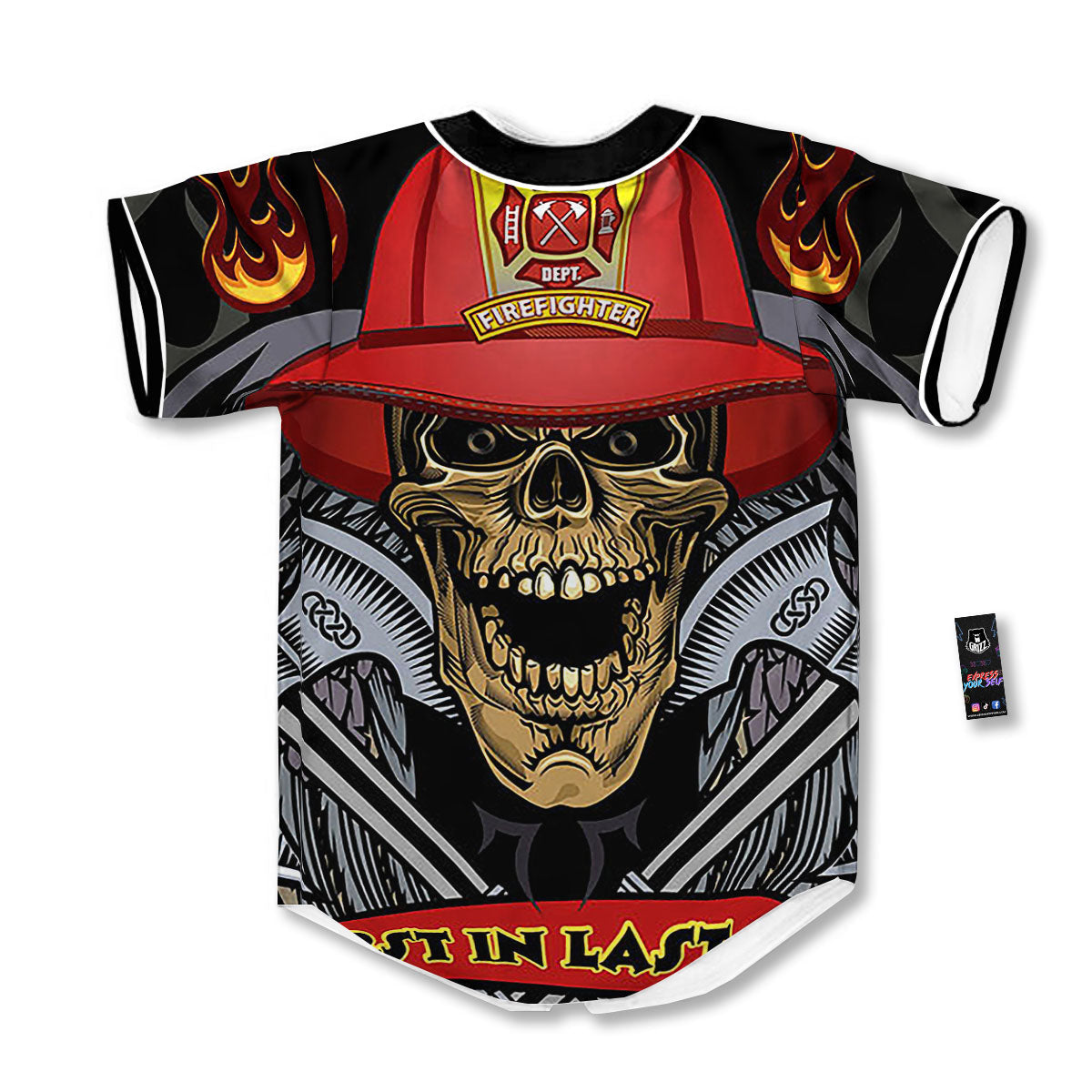 Firefighter Volunteer Print Baseball Jersey-grizzshop
