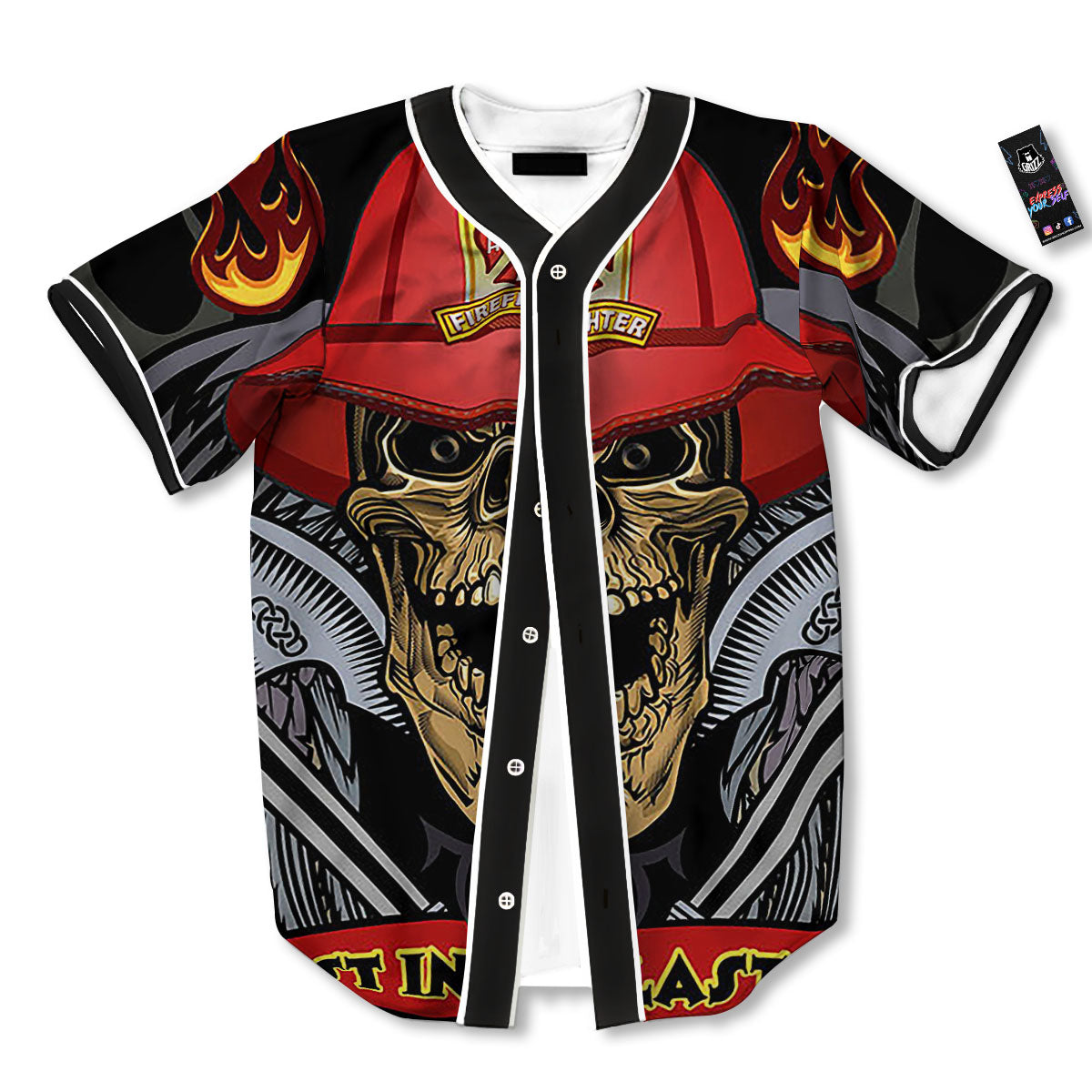 Firefighter Volunteer Print Baseball Jersey-grizzshop