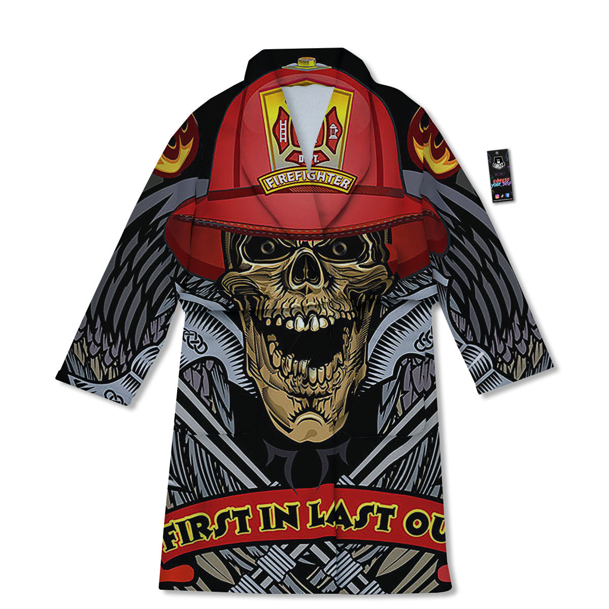 Firefighter Volunteer Print Bathrobe-grizzshop