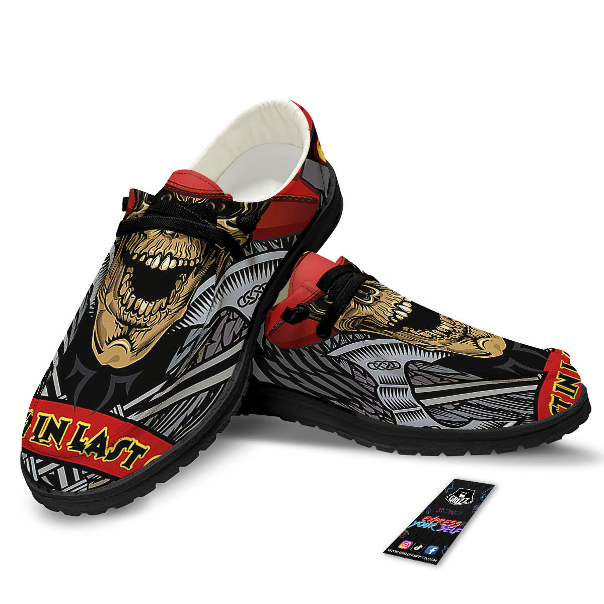 Firefighter Volunteer Print Black Loafers-grizzshop