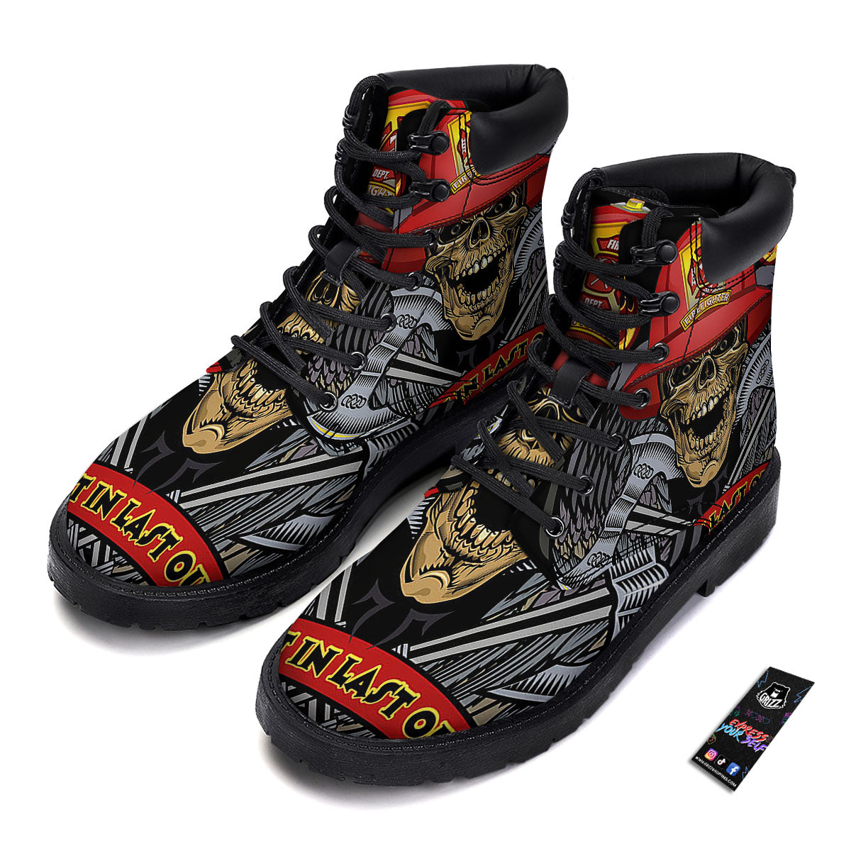 Firefighter Volunteer Print Boots-grizzshop