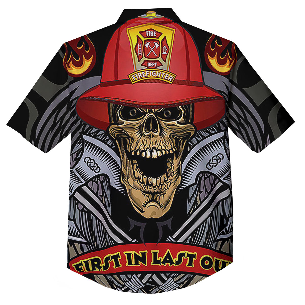 Firefighter Volunteer Print Button Up Shirt-grizzshop