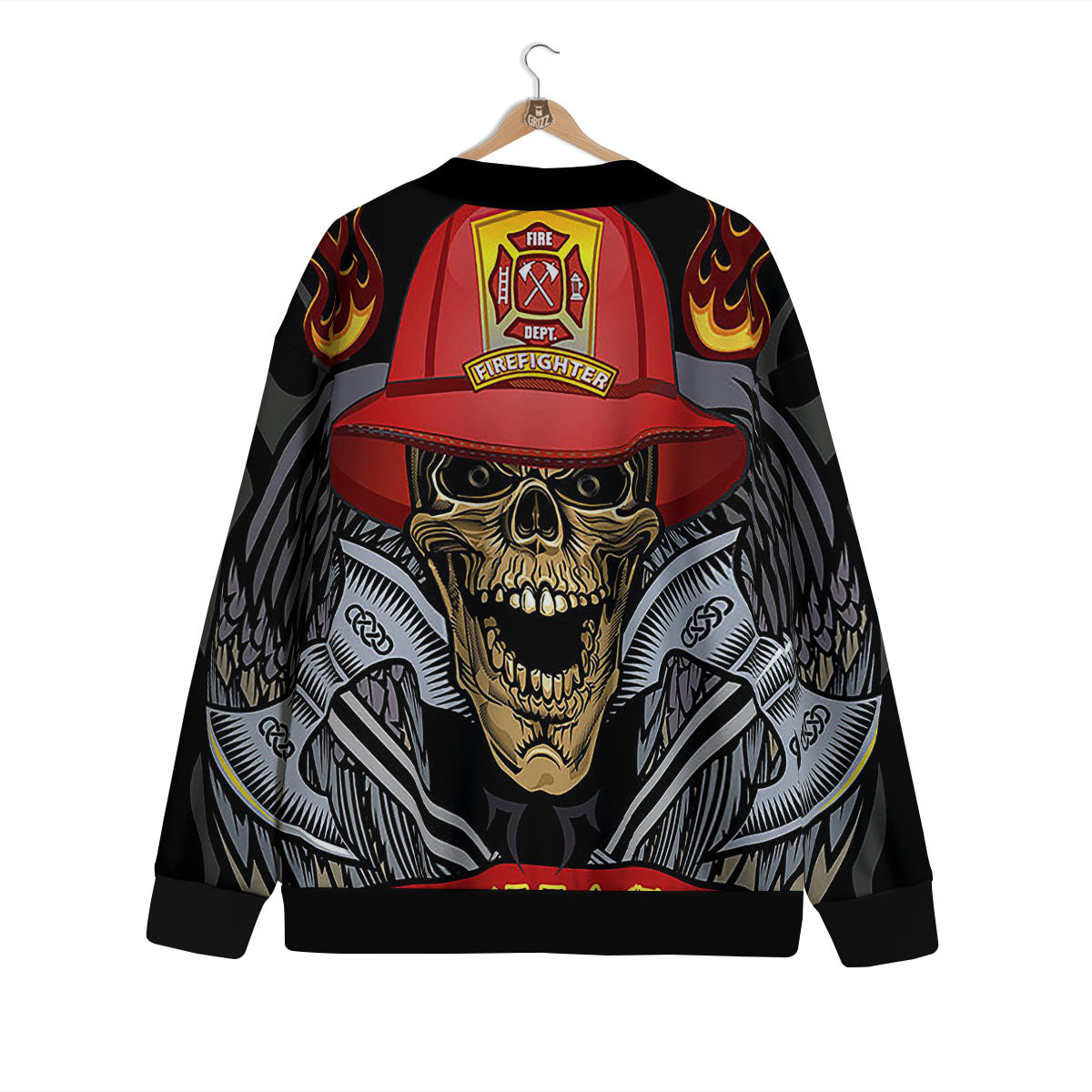 Firefighter Volunteer Print Cardigan-grizzshop