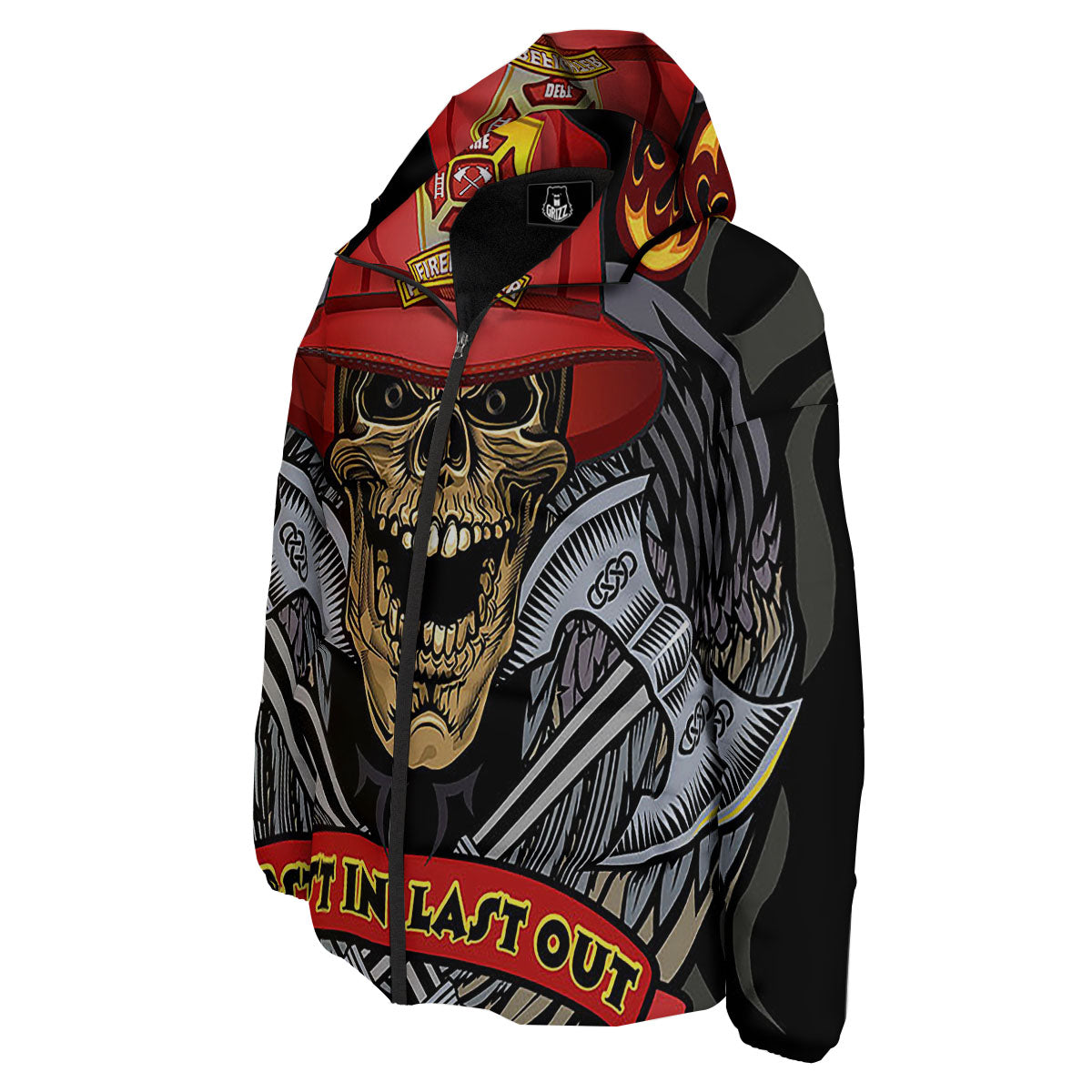 Firefighter Volunteer Print Down Jacket-grizzshop