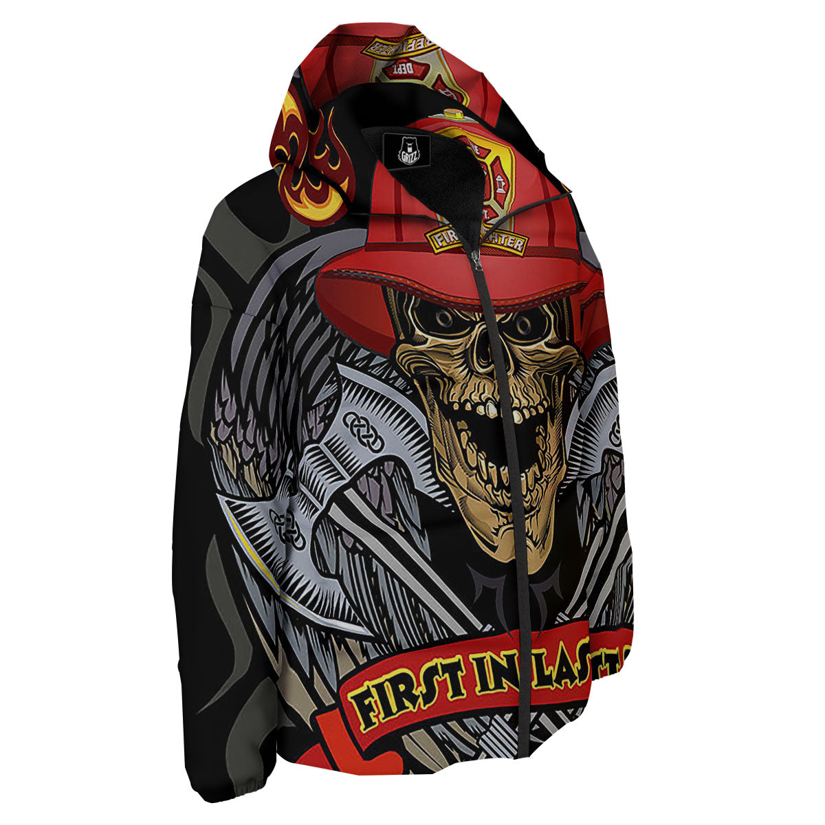 Firefighter Volunteer Print Down Jacket-grizzshop