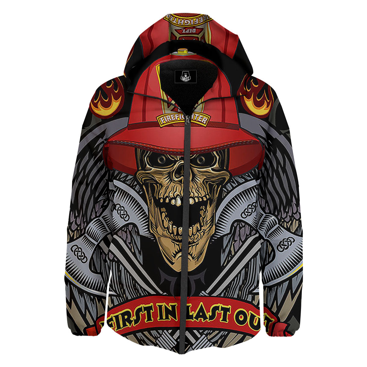 Firefighter Volunteer Print Down Jacket-grizzshop