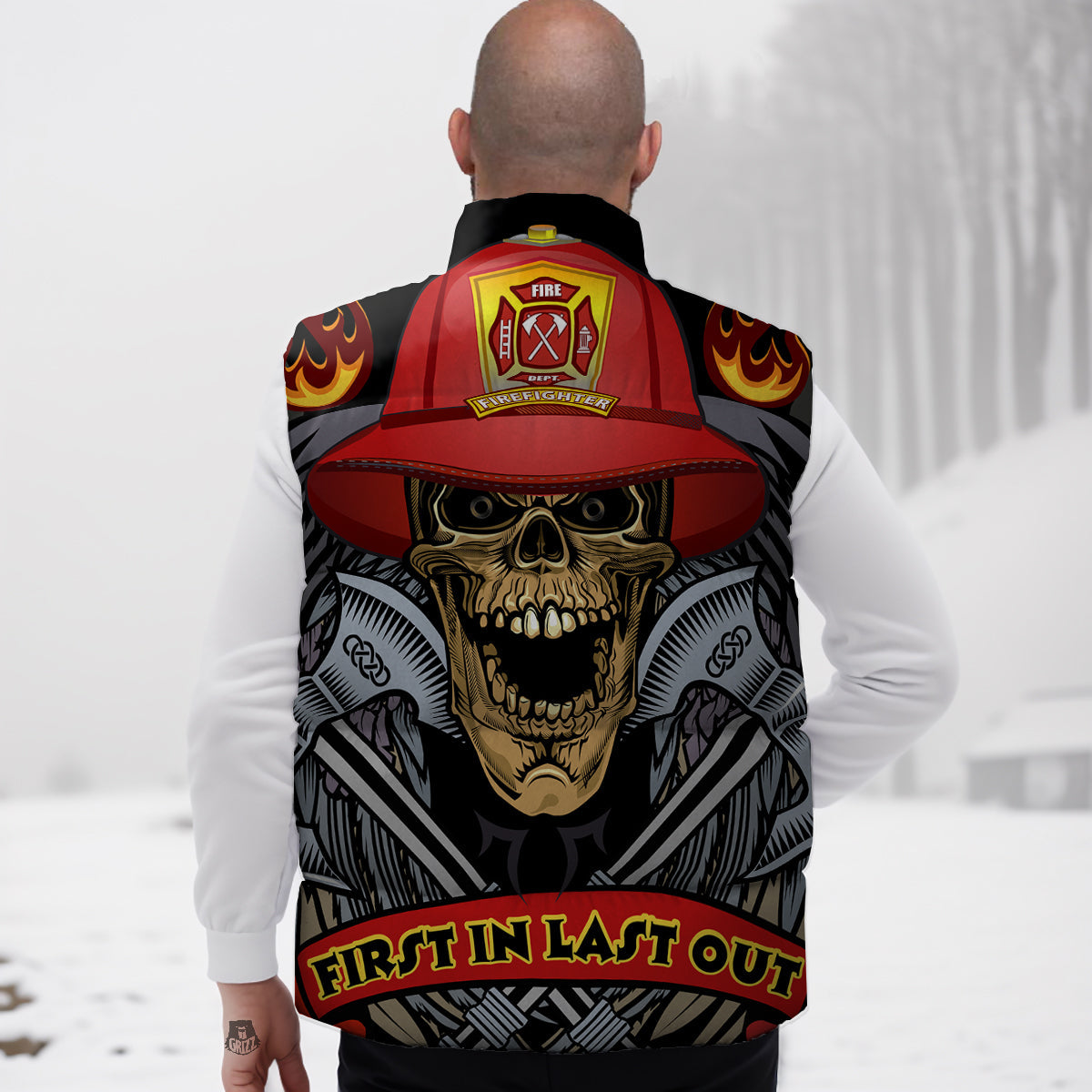 Firefighter Volunteer Print Down Vest