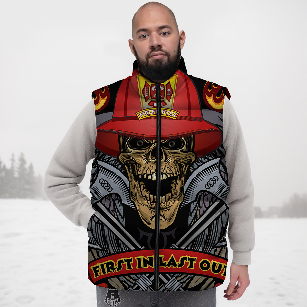 Firefighter Volunteer Print Down Vest